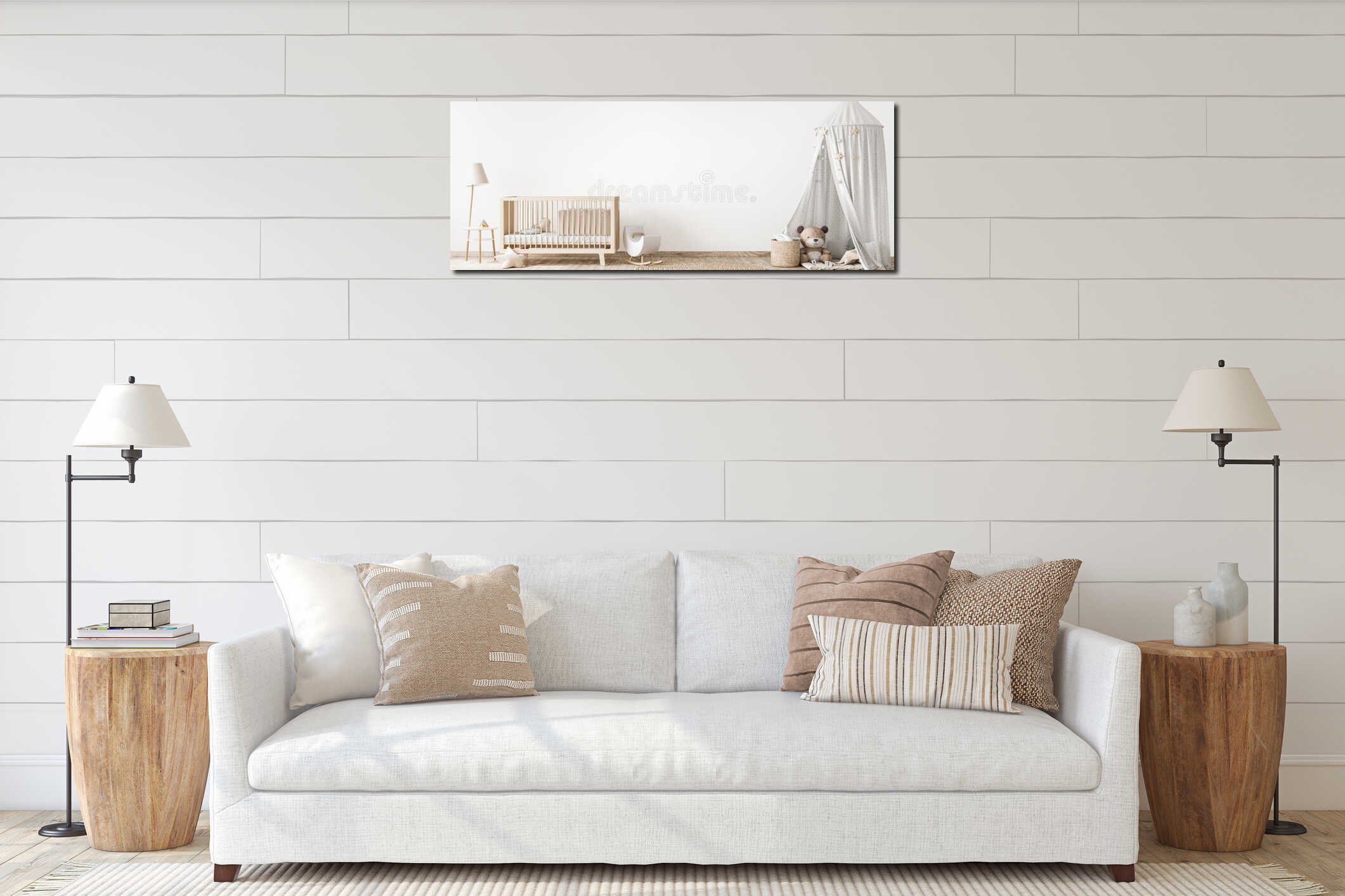 Canvas hanging interior mockup