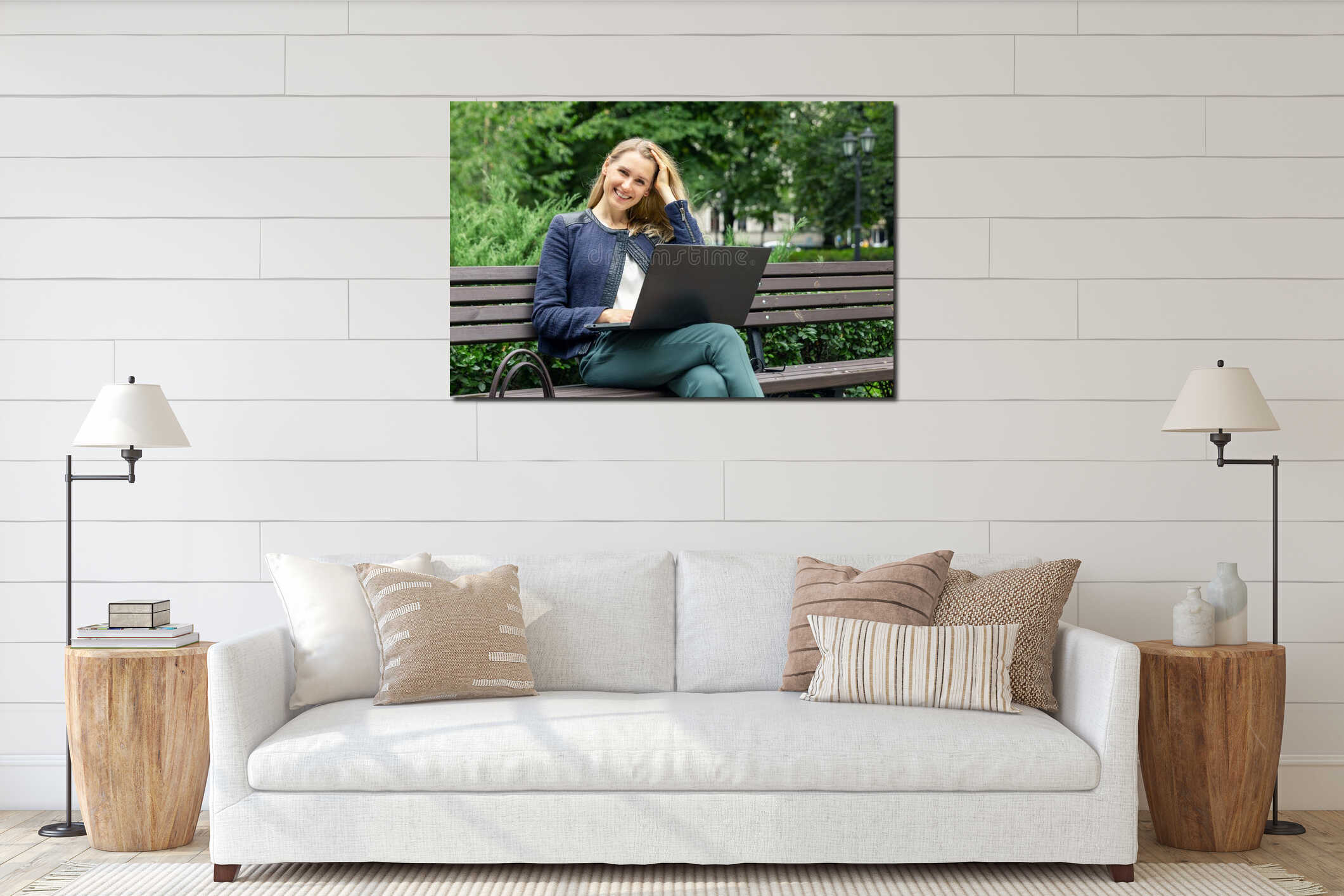 Canvas hanging interior mockup