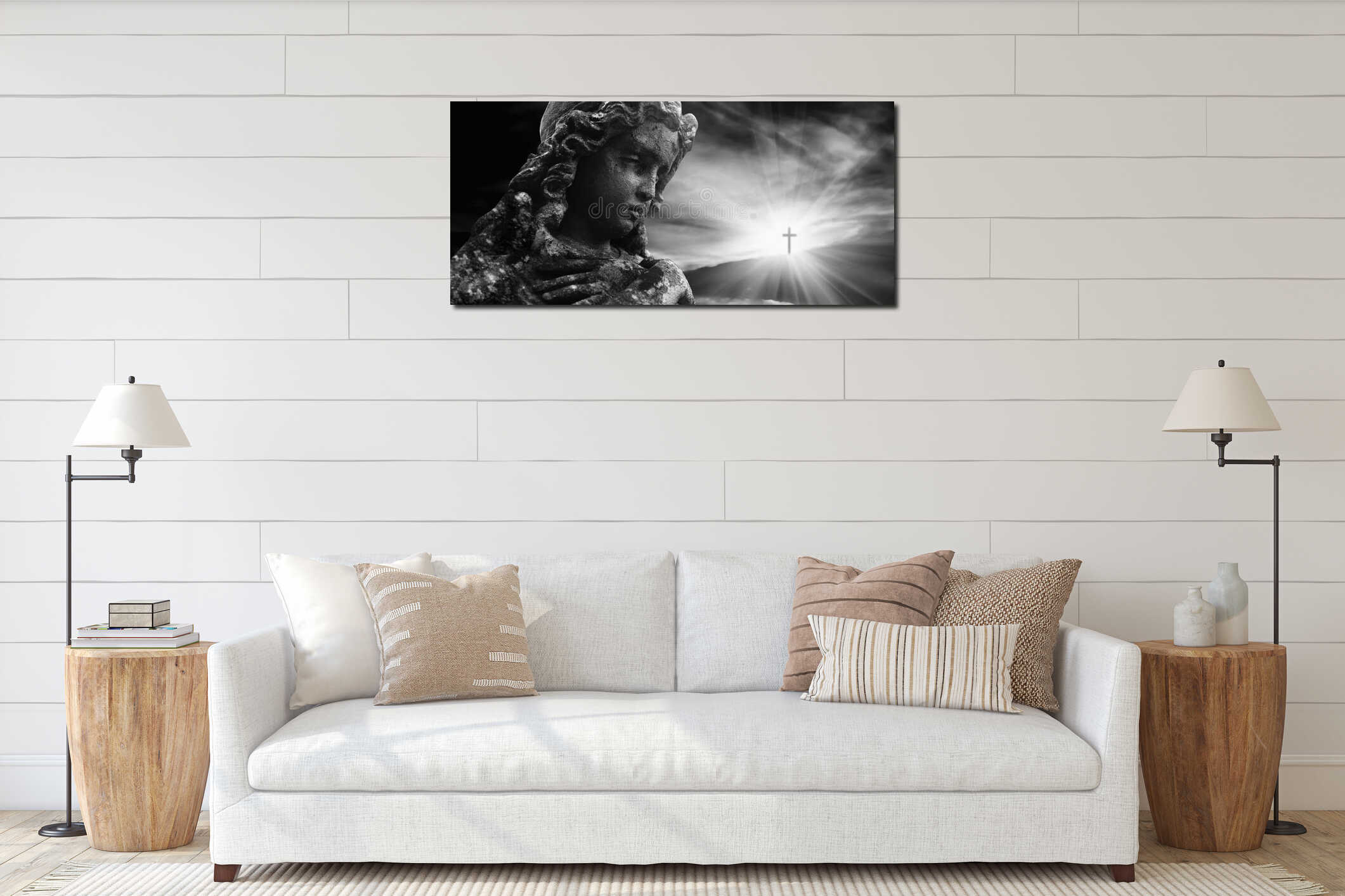 Canvas hanging interior mockup