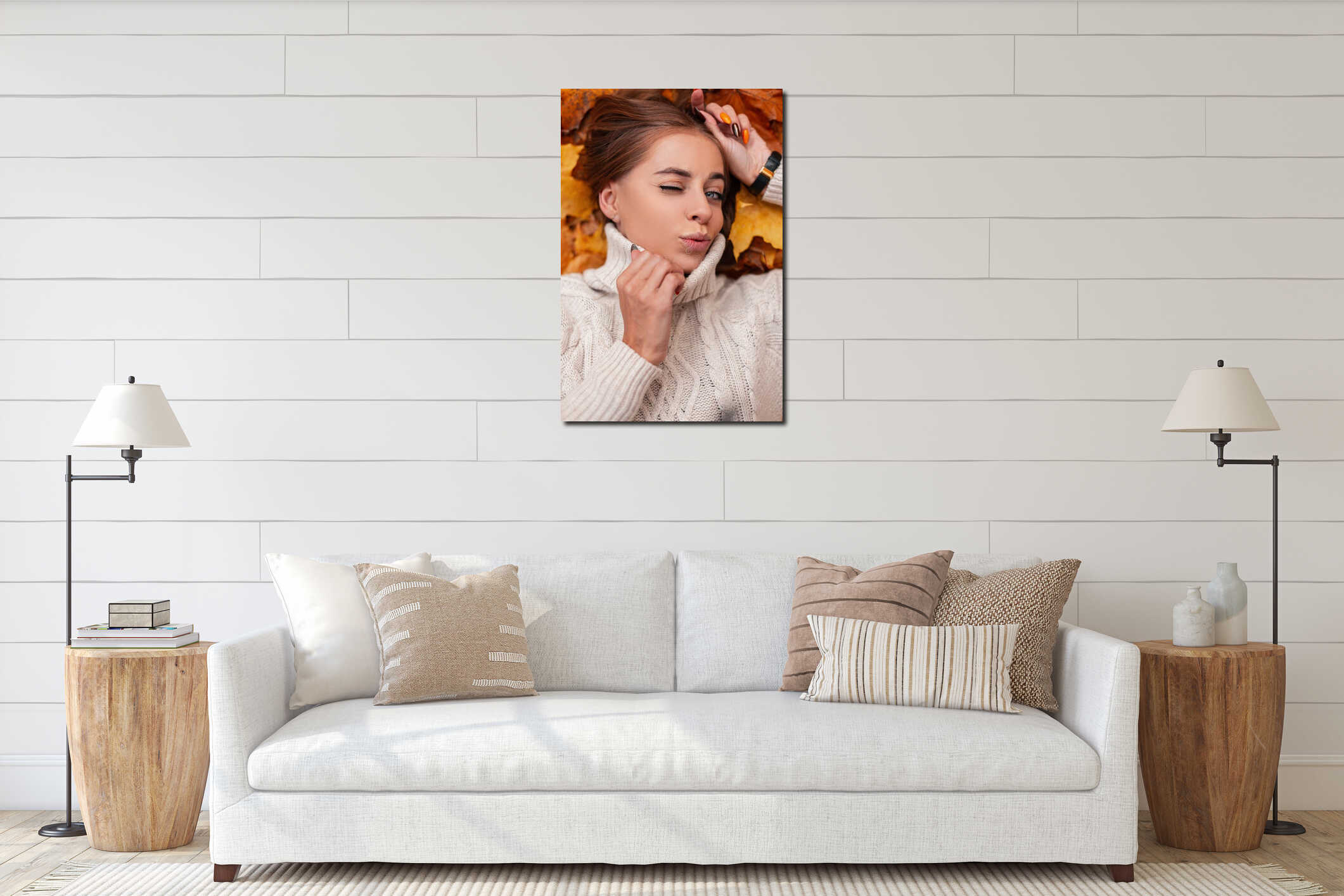 Canvas hanging interior mockup