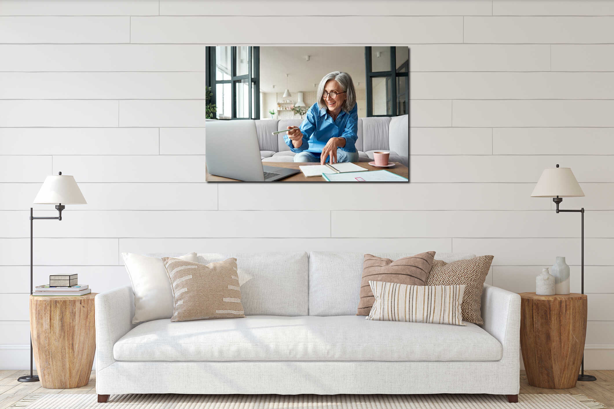 Canvas hanging interior mockup