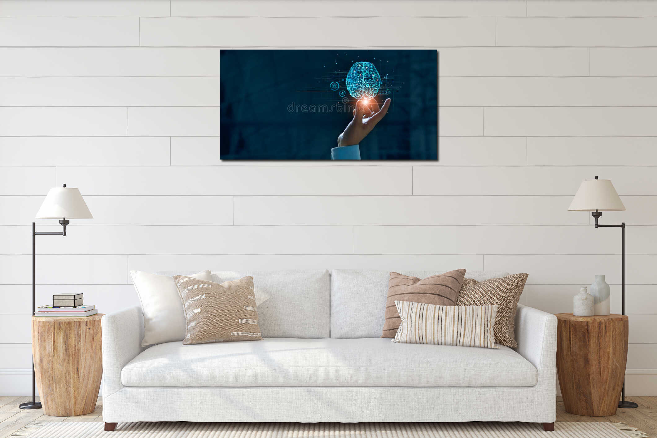 Canvas hanging interior mockup