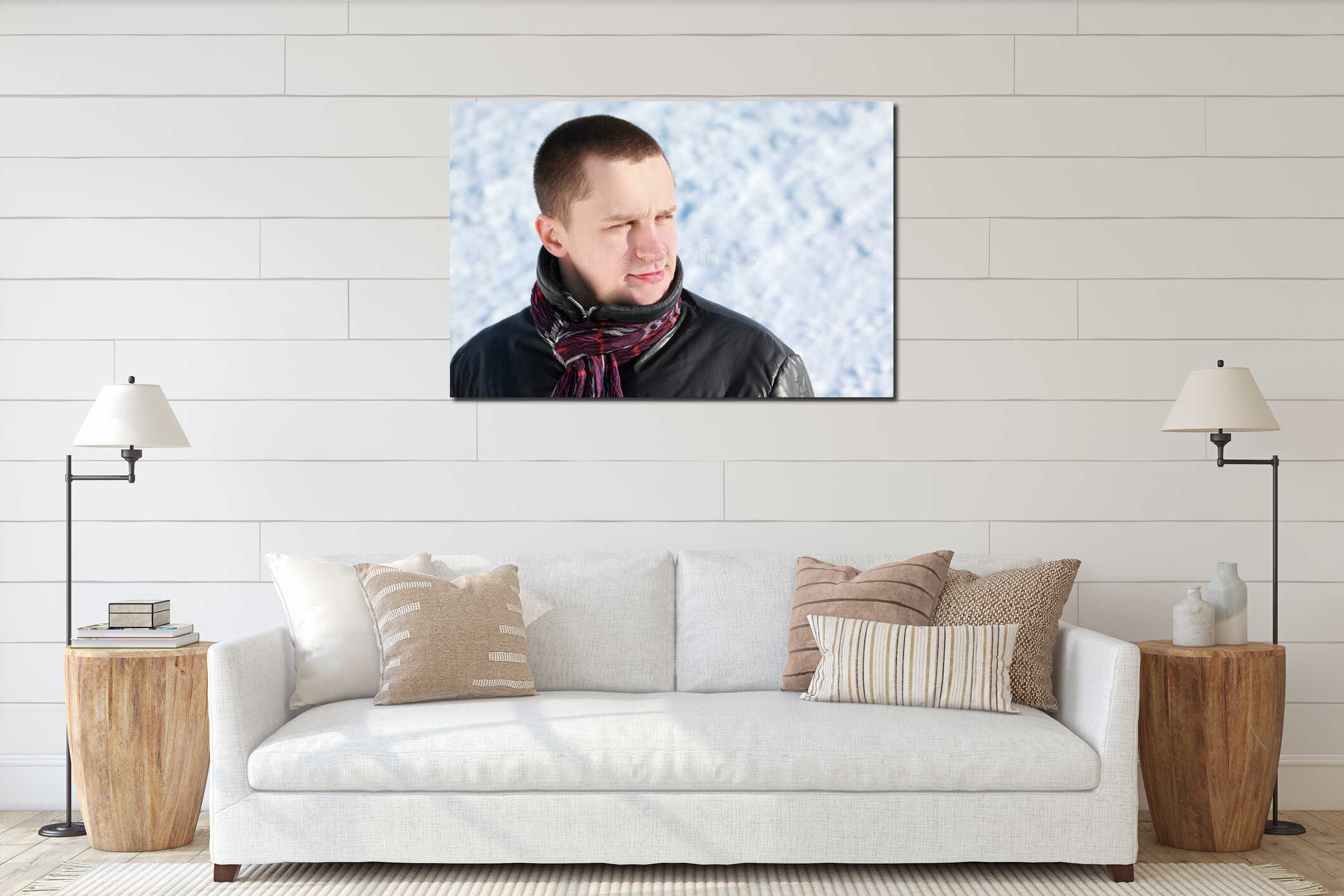 Canvas hanging interior mockup