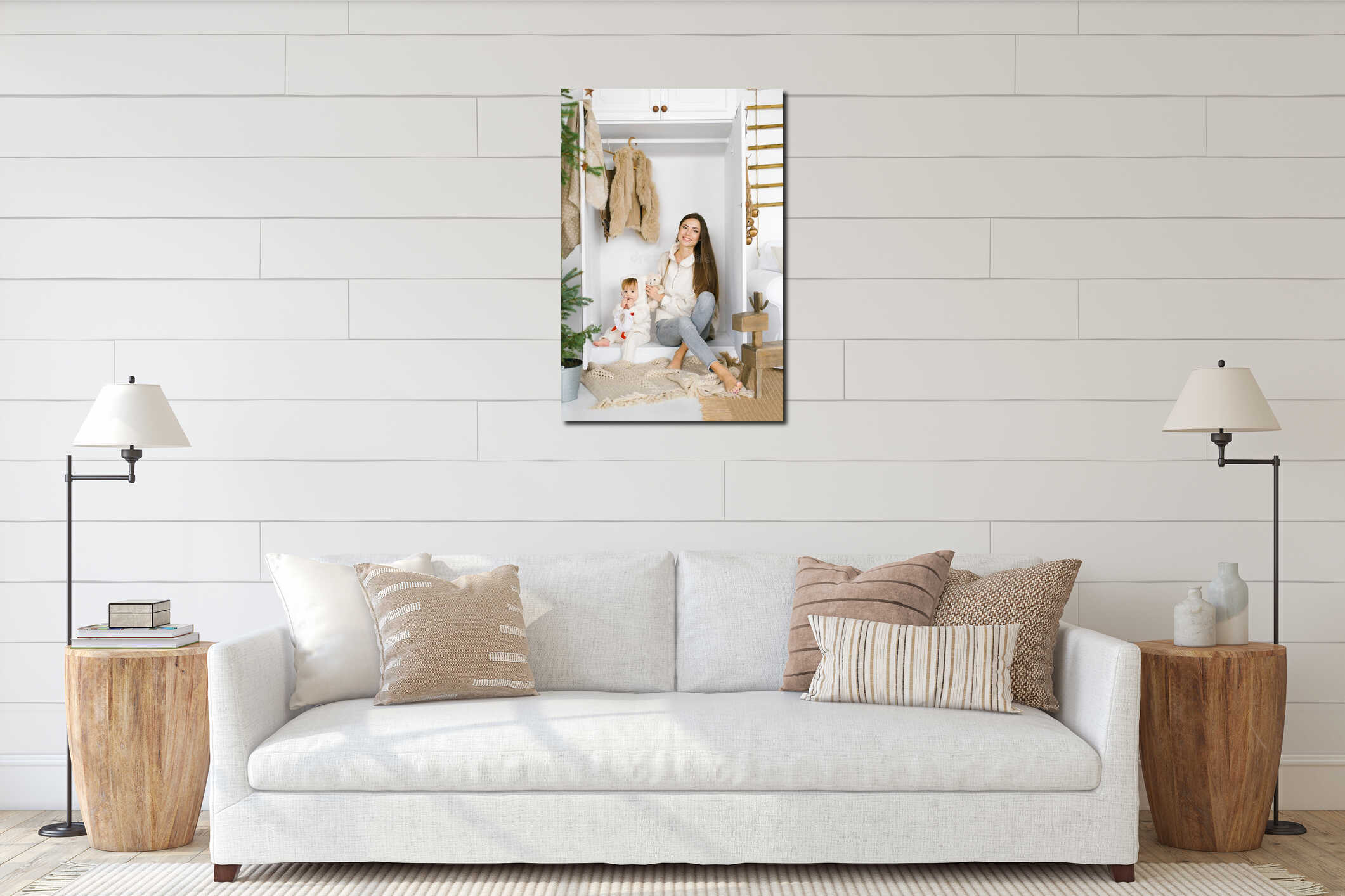 Canvas hanging interior mockup