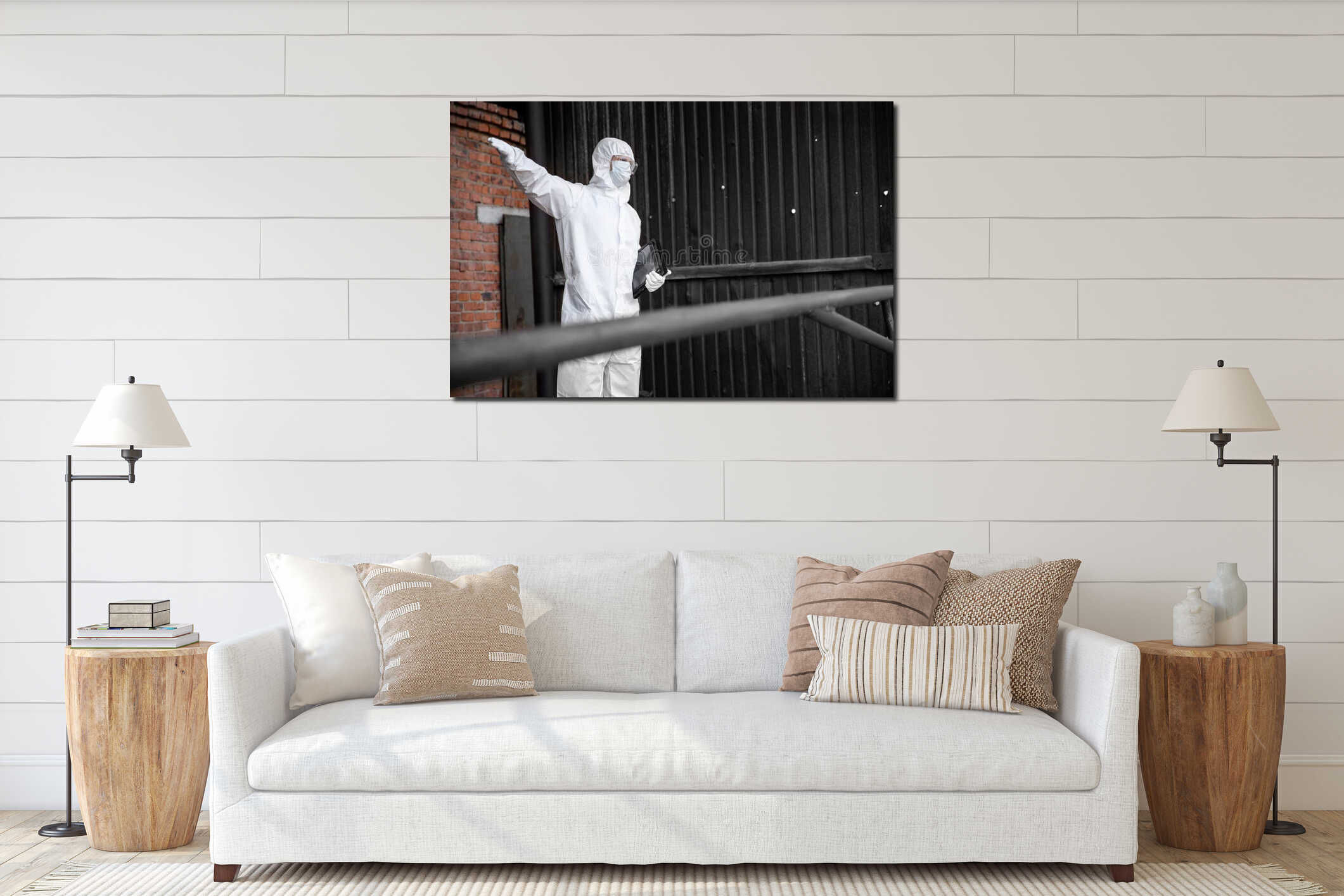 Canvas hanging interior mockup