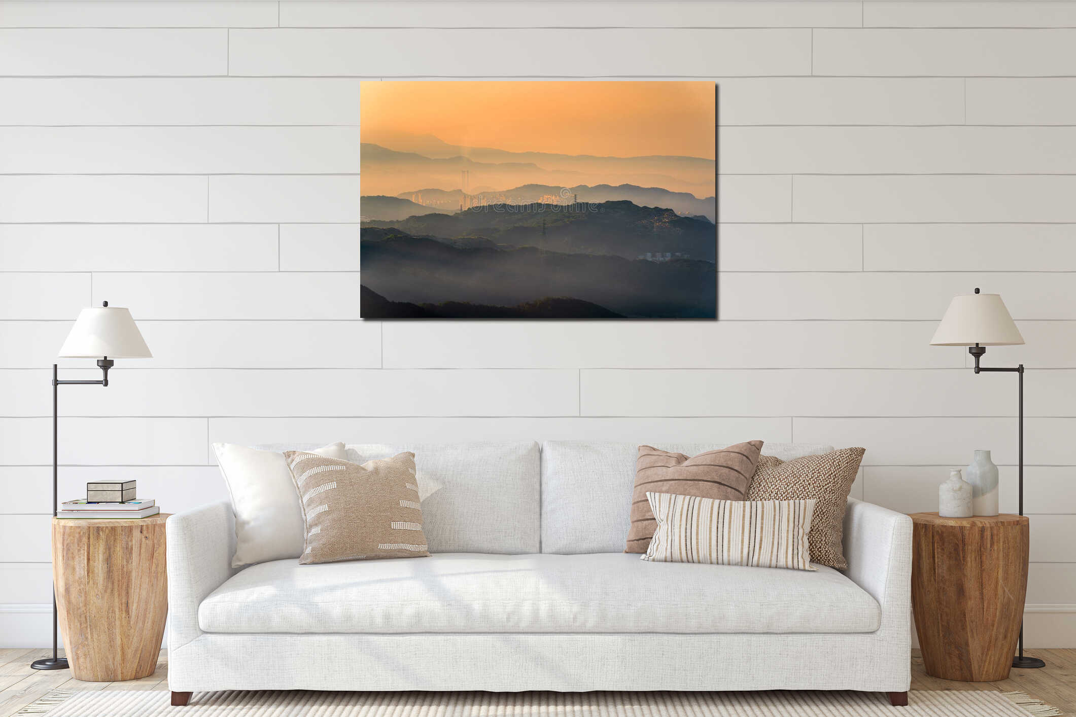 Canvas hanging interior mockup