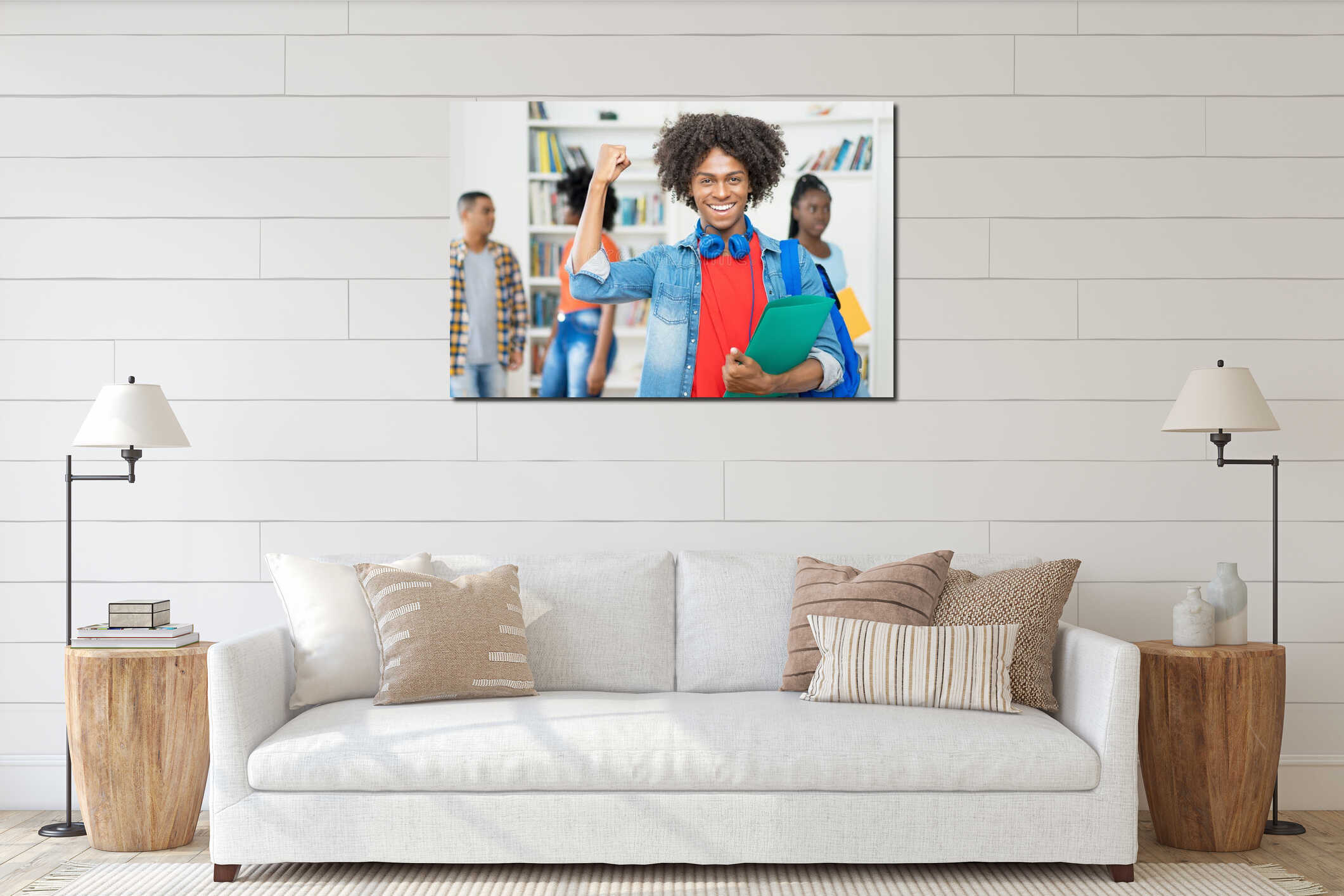 Canvas hanging interior mockup
