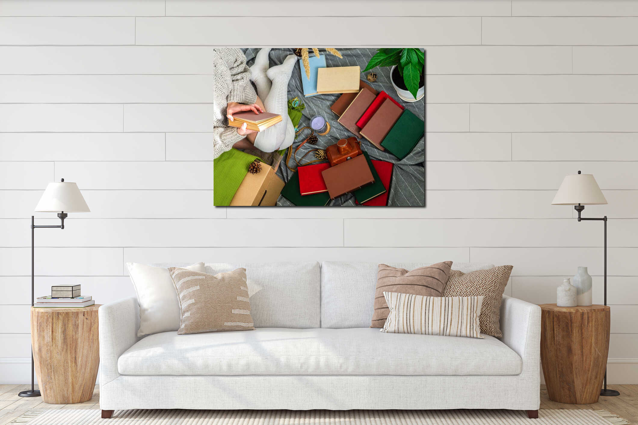 Canvas hanging interior mockup