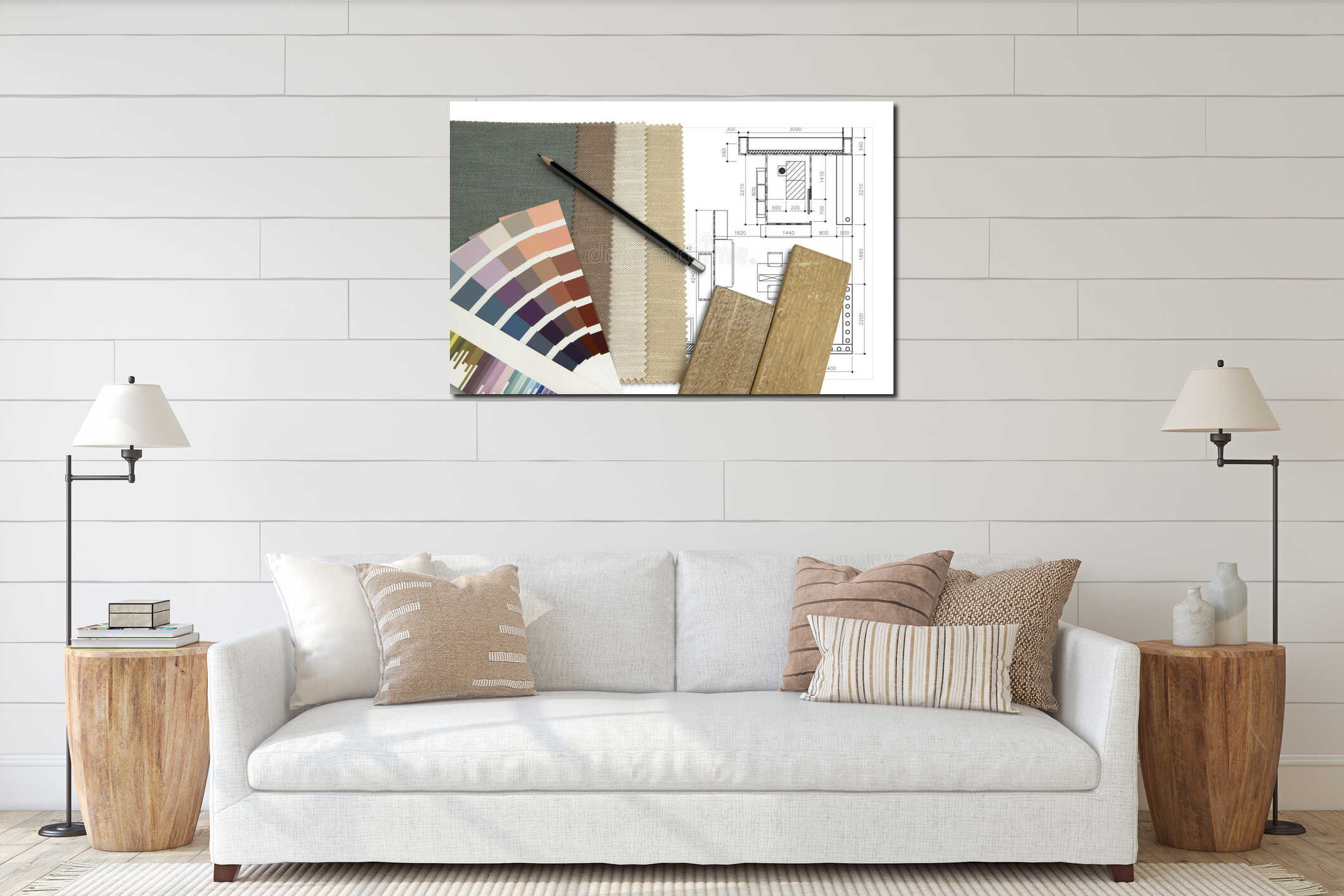 Canvas hanging interior mockup