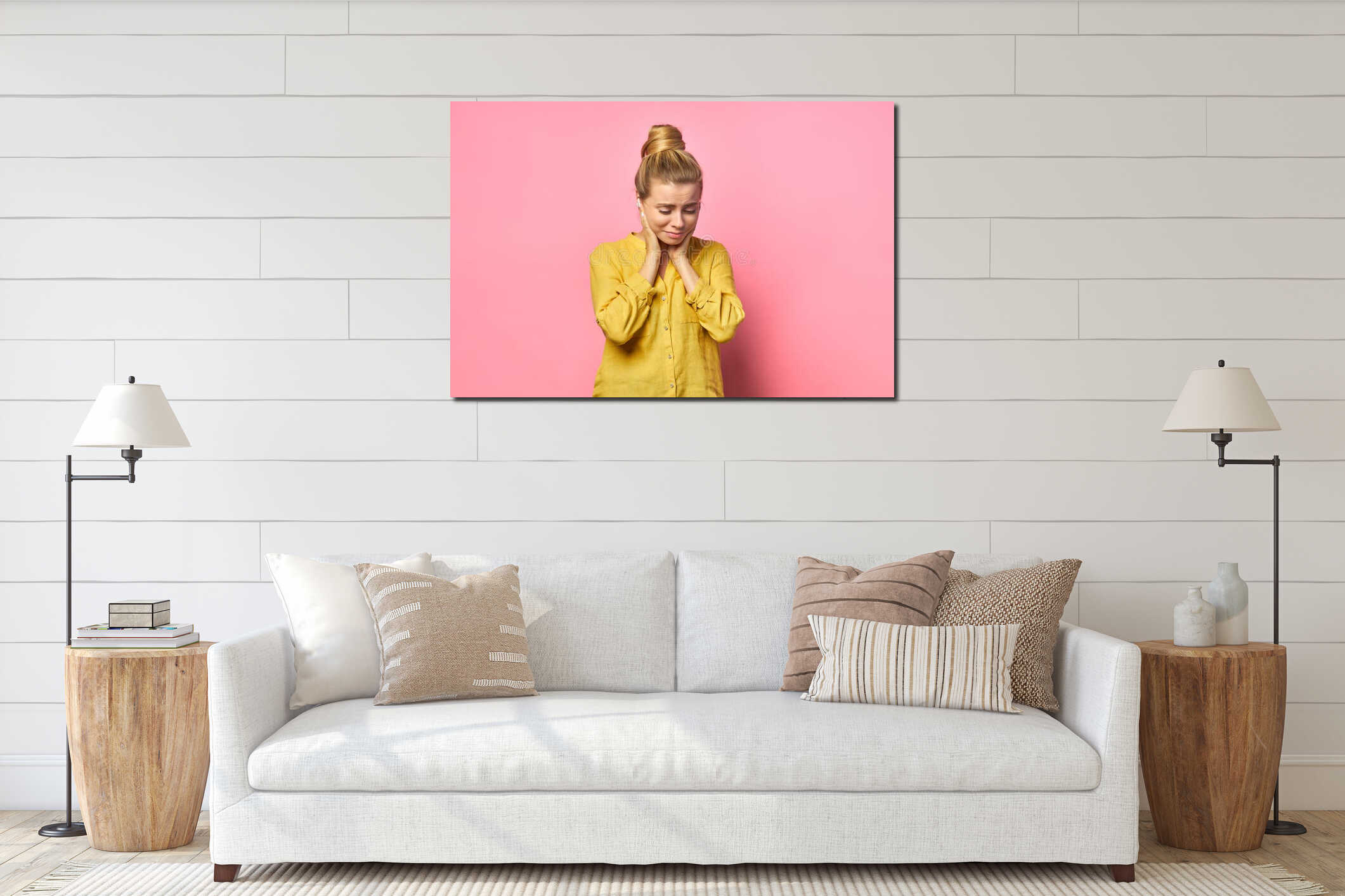 Canvas hanging interior mockup