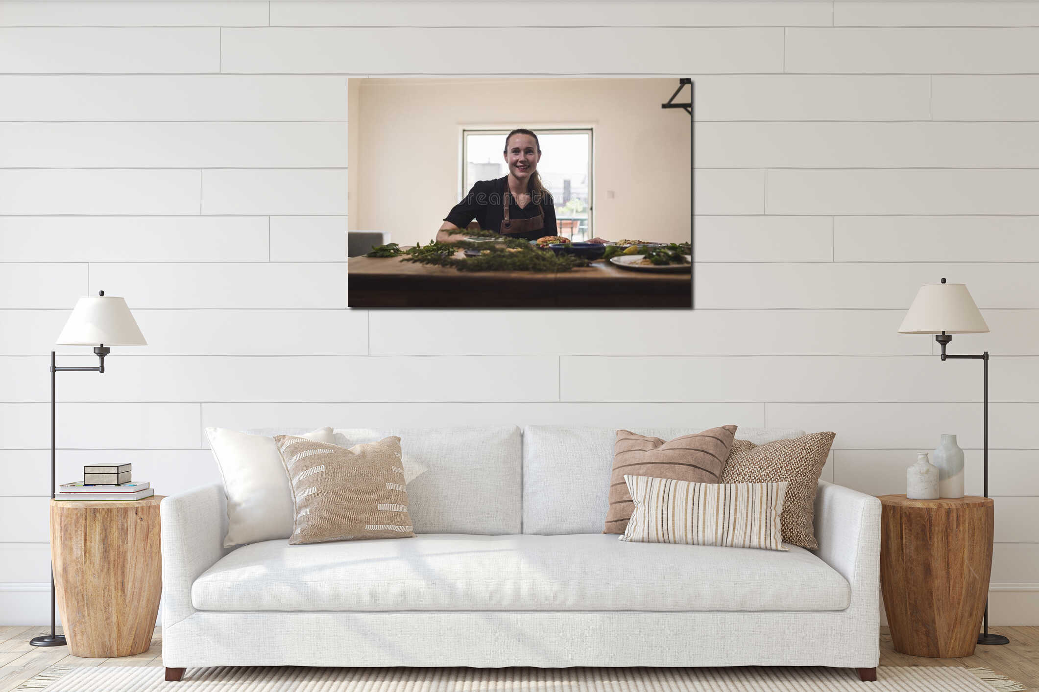 Canvas hanging interior mockup