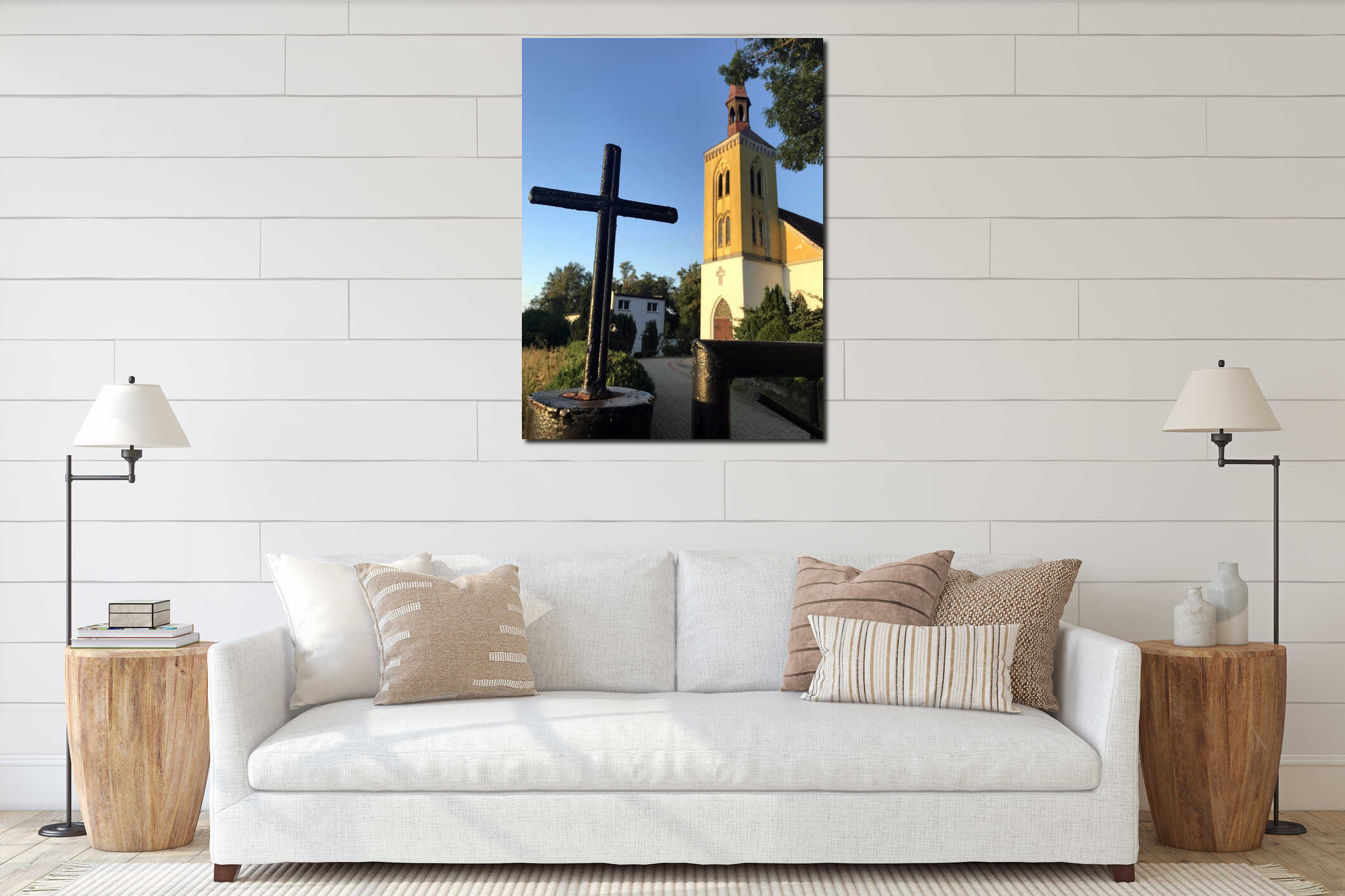 Canvas hanging interior mockup