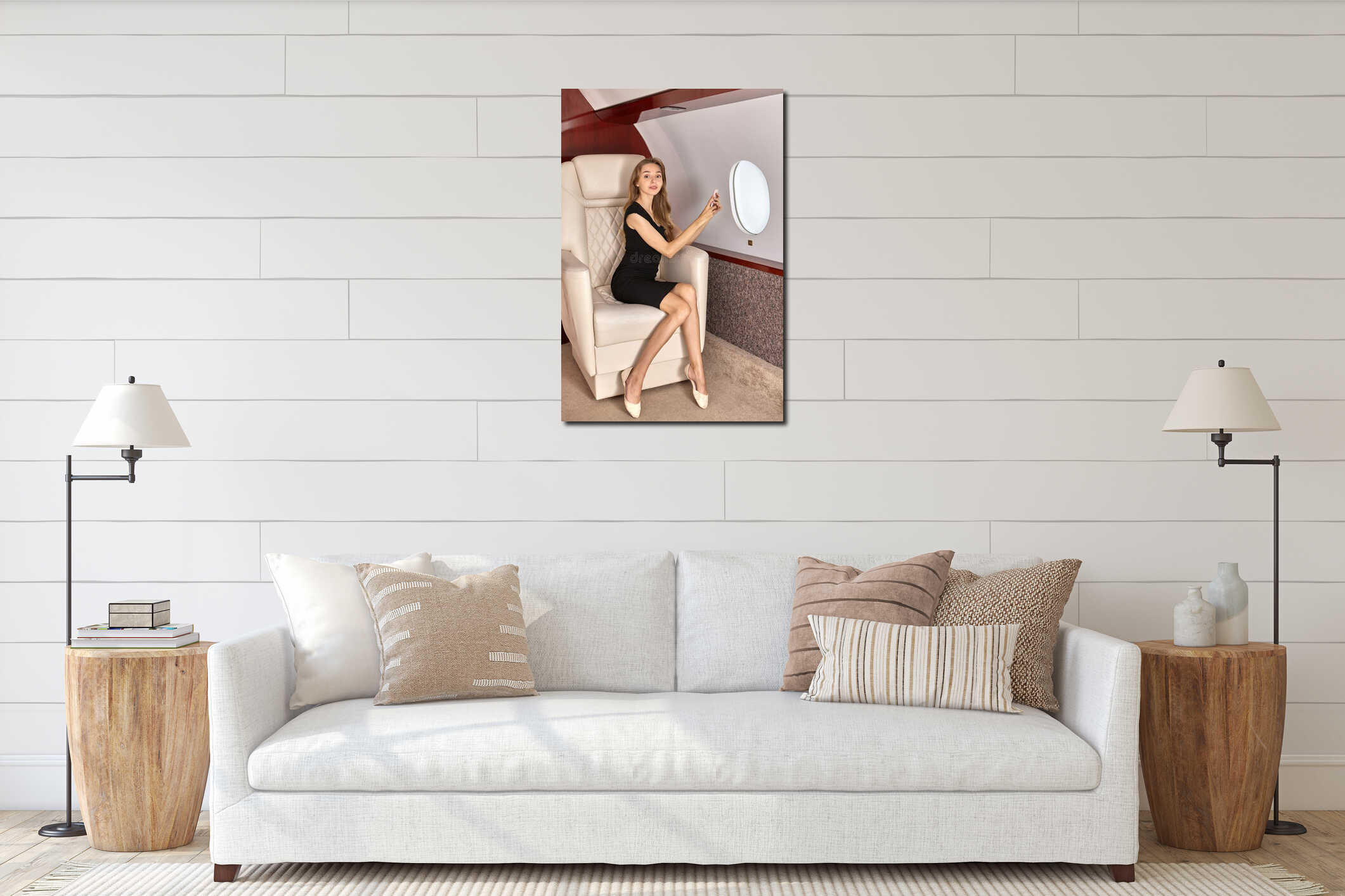 Canvas hanging interior mockup
