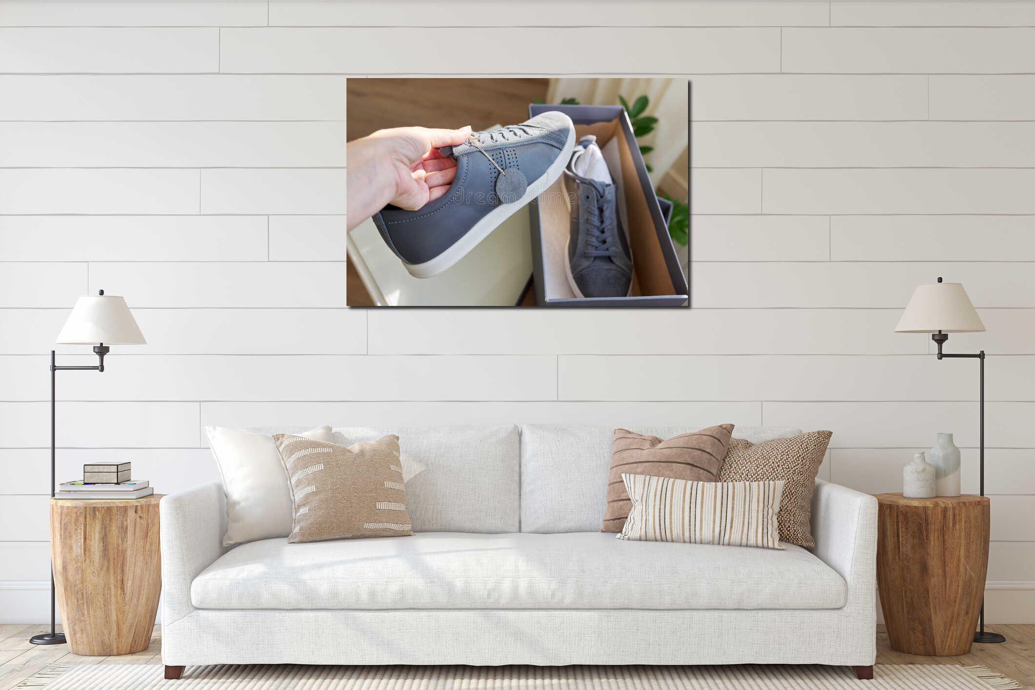 Canvas hanging interior mockup