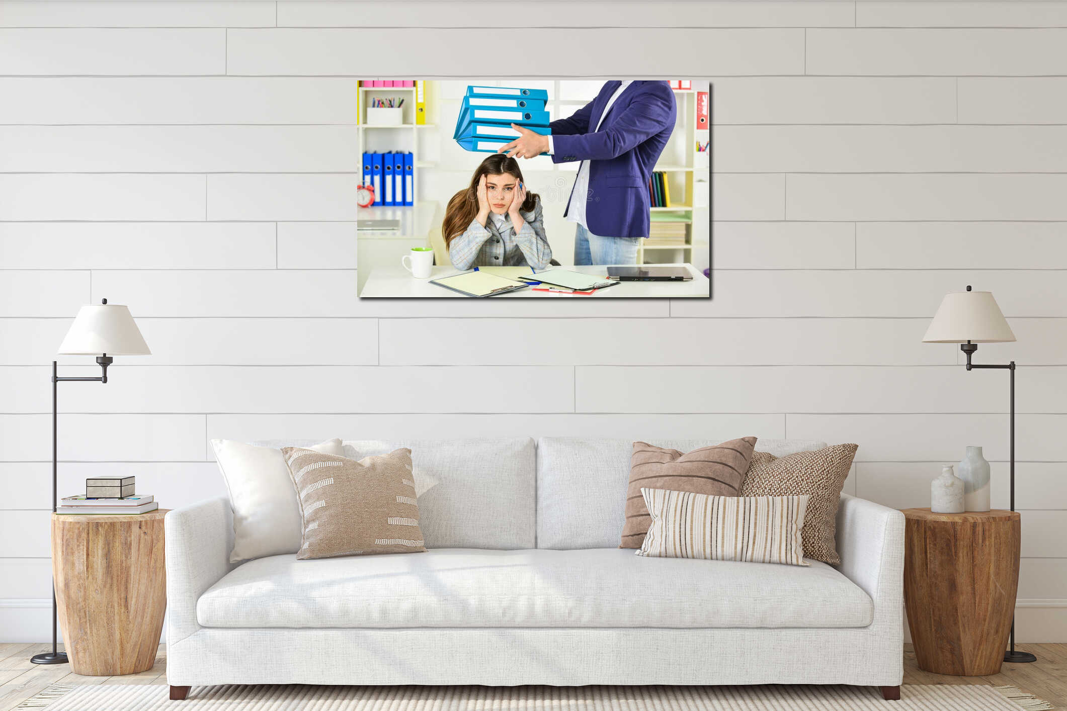 Canvas hanging interior mockup