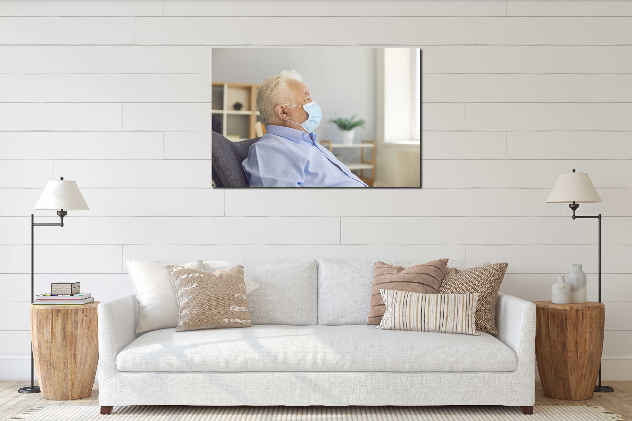 Canvas hanging interior mockup