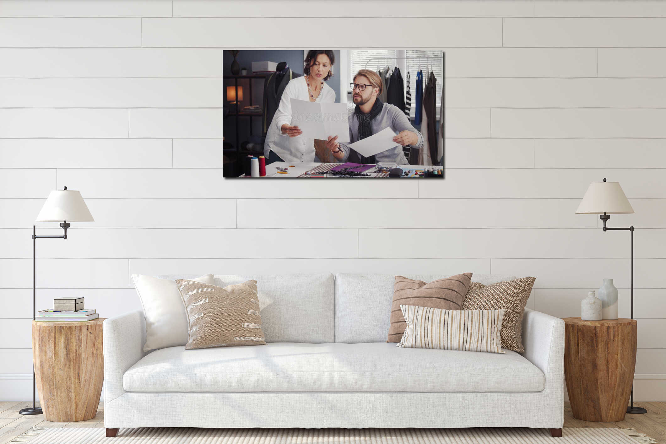 Canvas hanging interior mockup