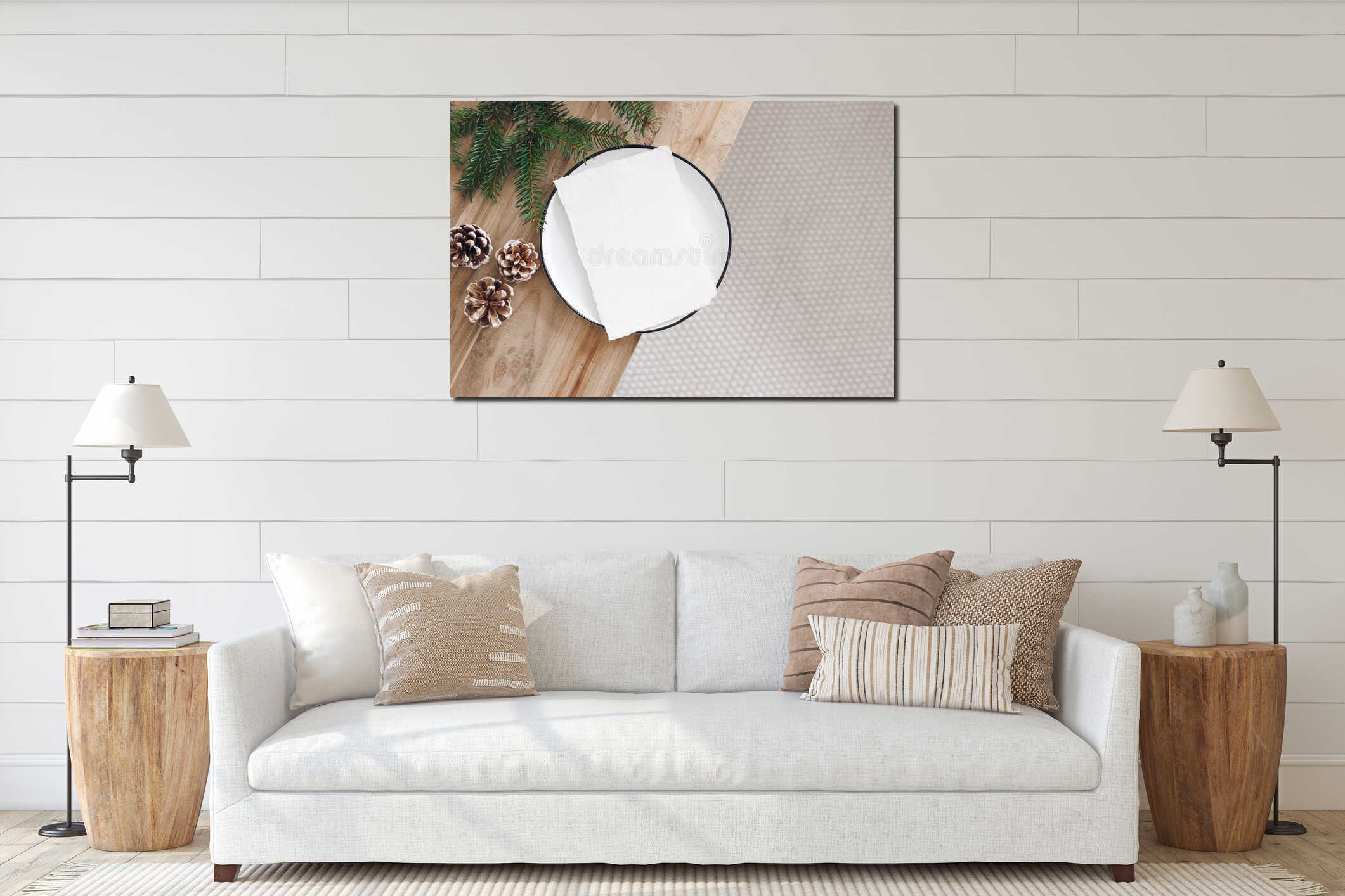 Canvas hanging interior mockup