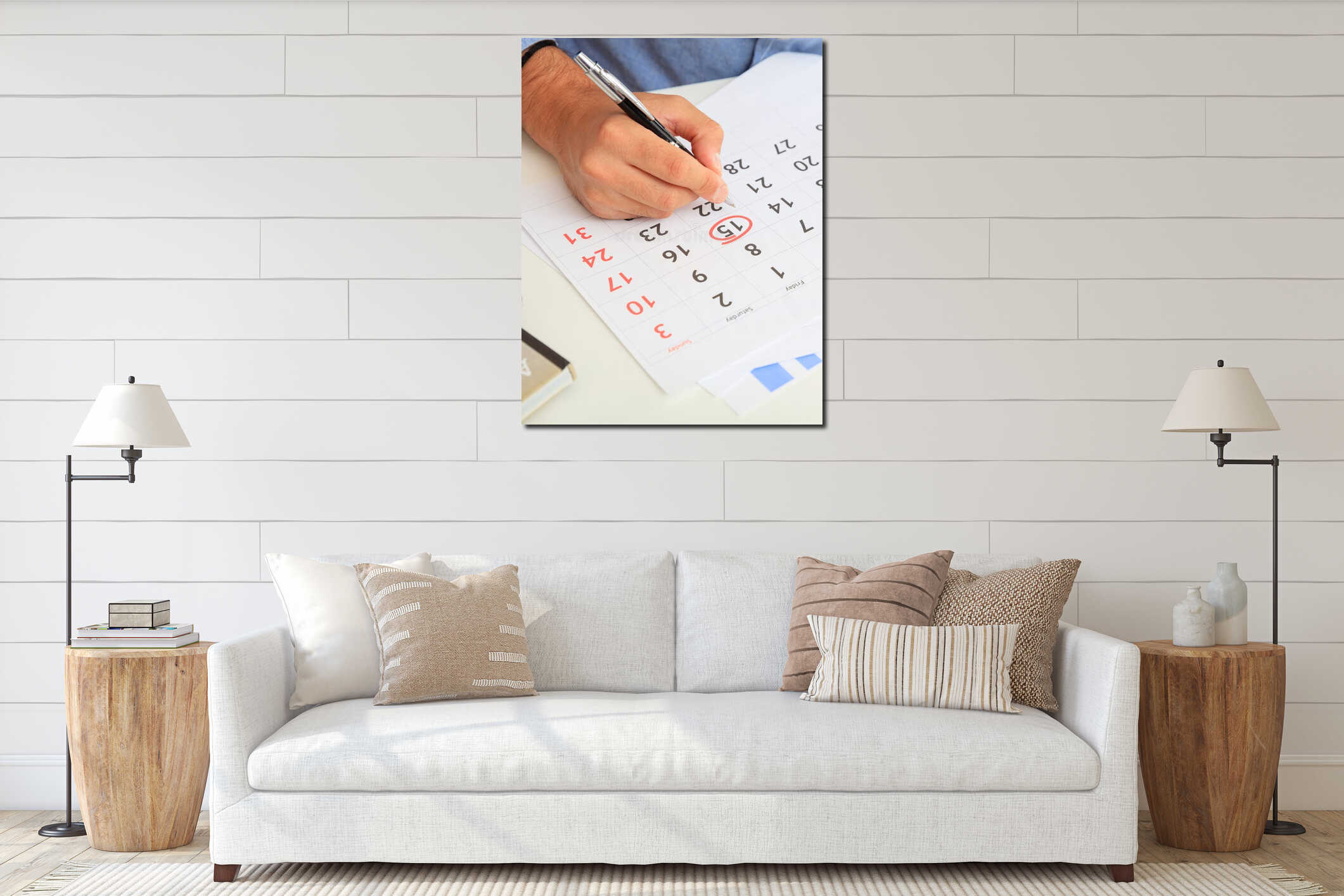 Canvas hanging interior mockup
