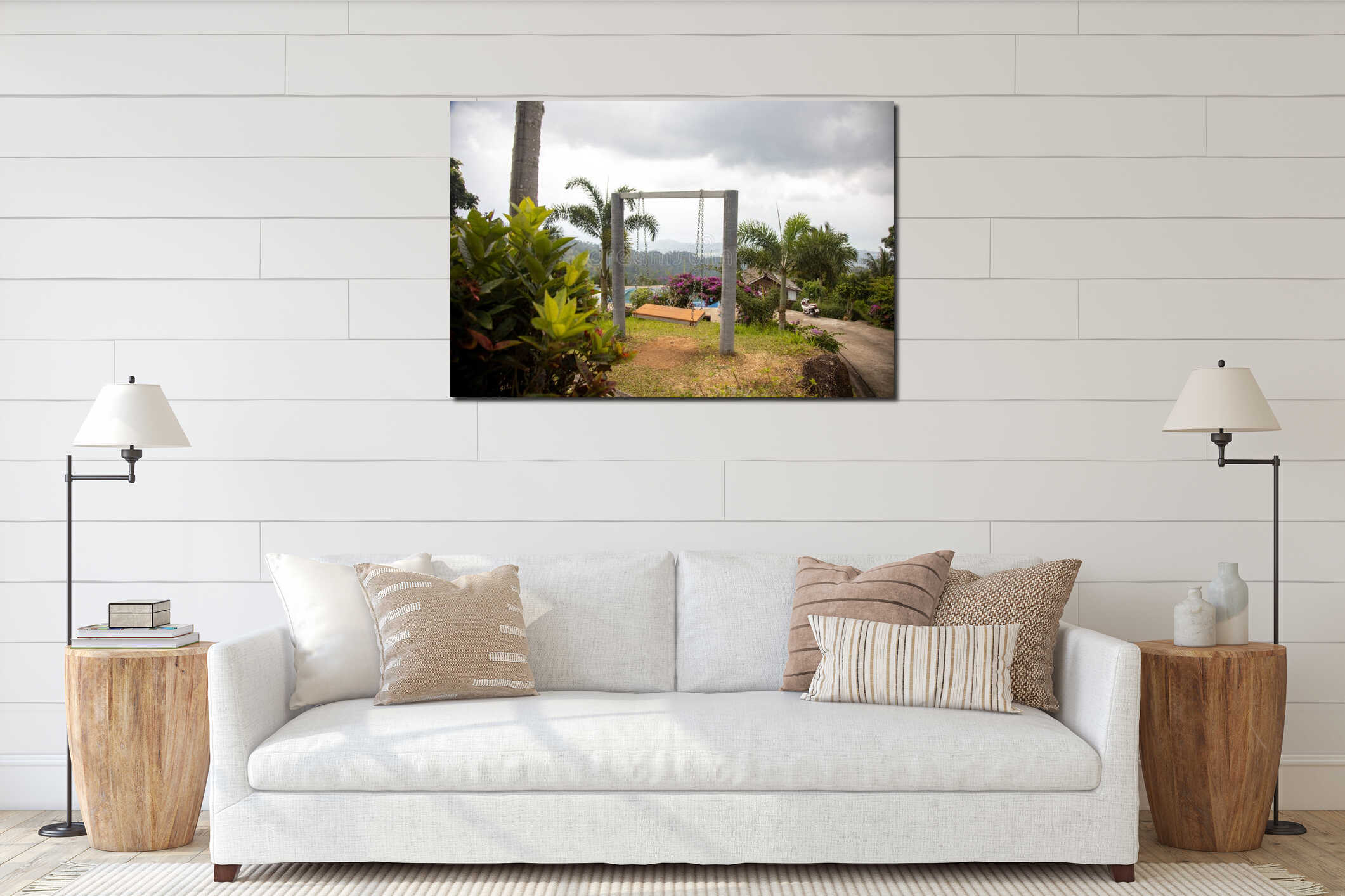 Canvas hanging interior mockup
