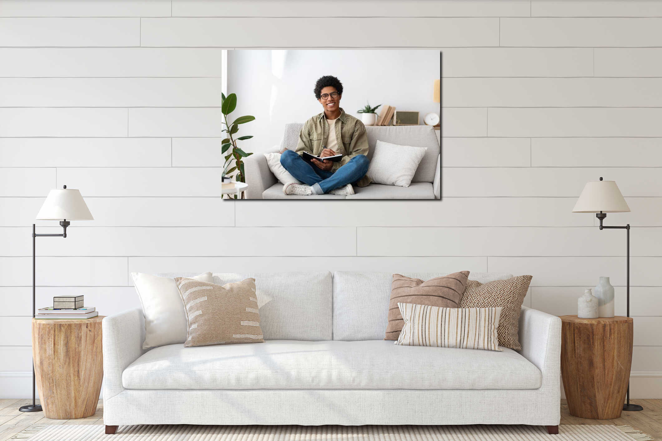 Canvas hanging interior mockup