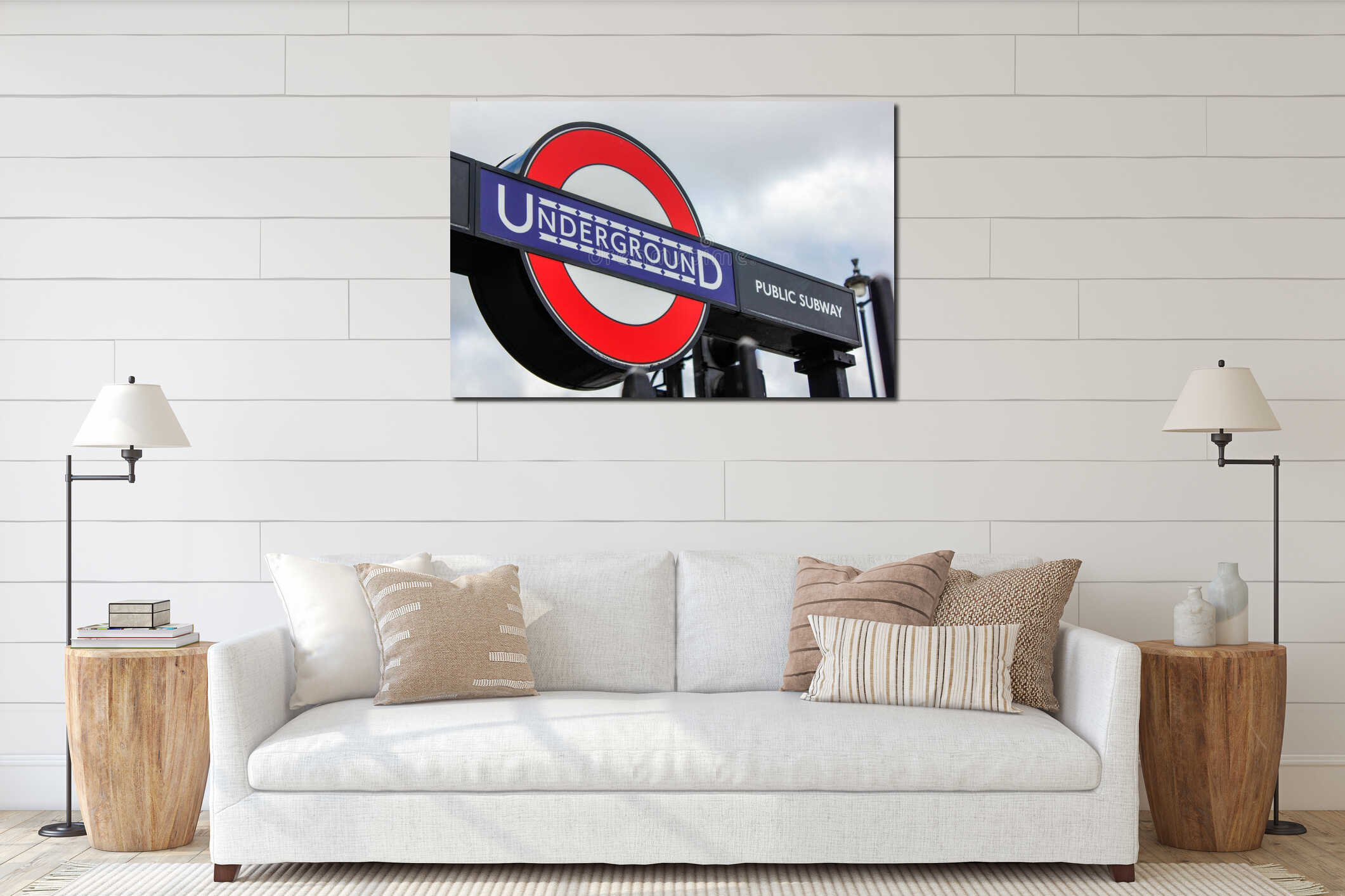 Canvas hanging interior mockup