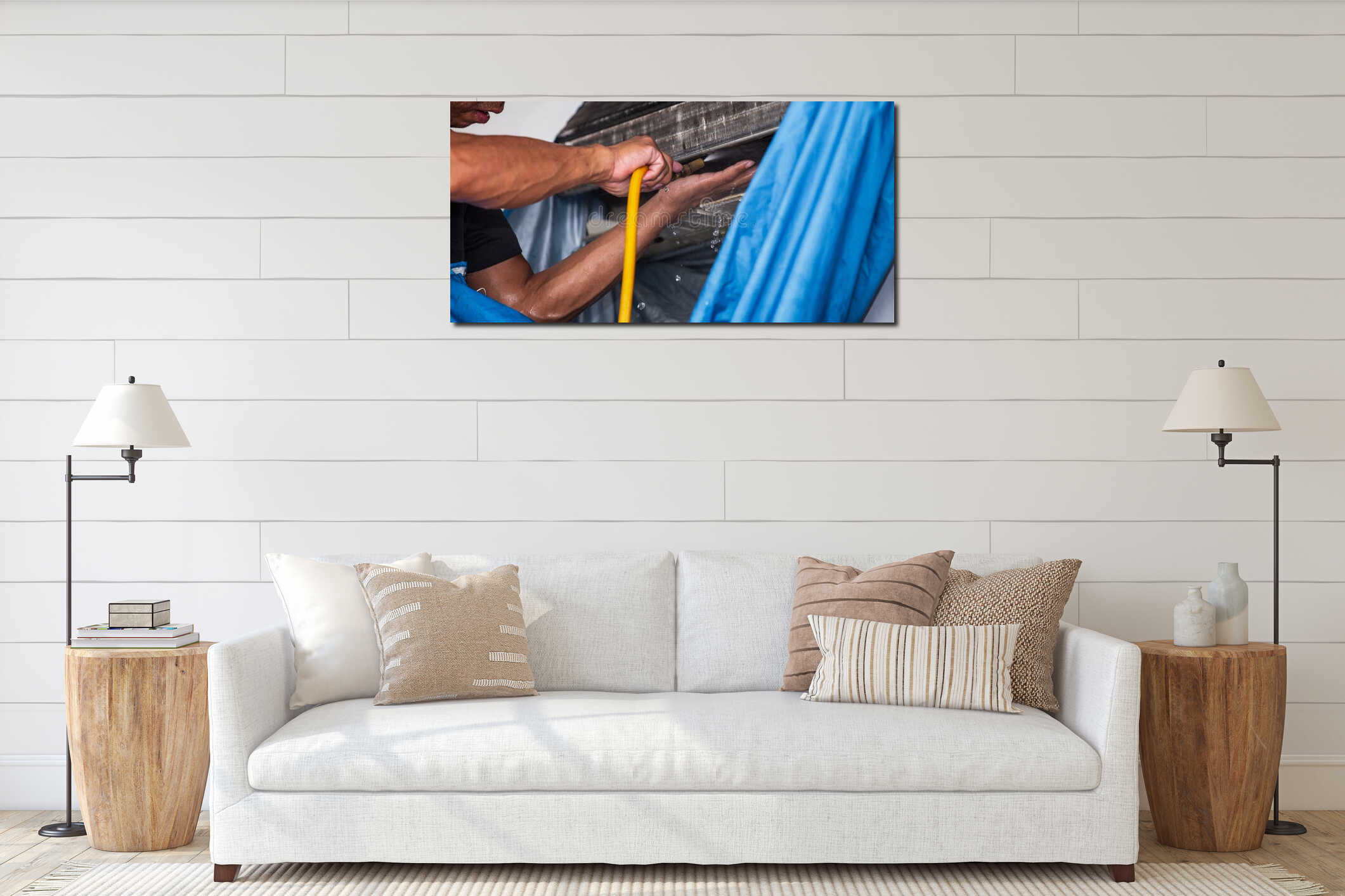 Canvas hanging interior mockup