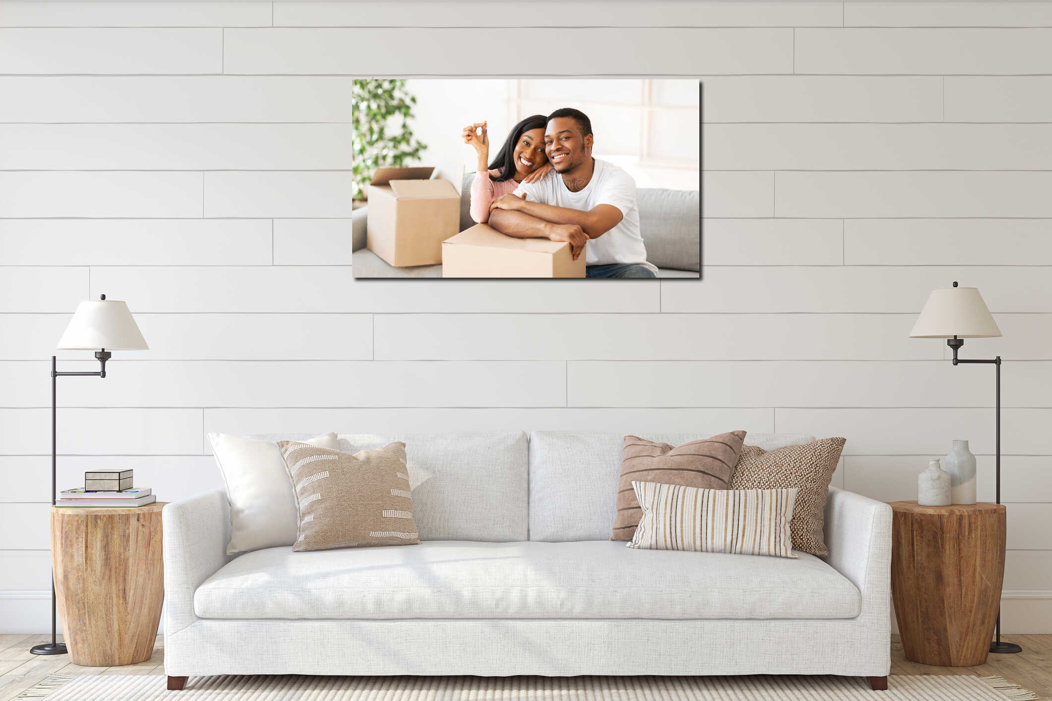 Canvas hanging interior mockup