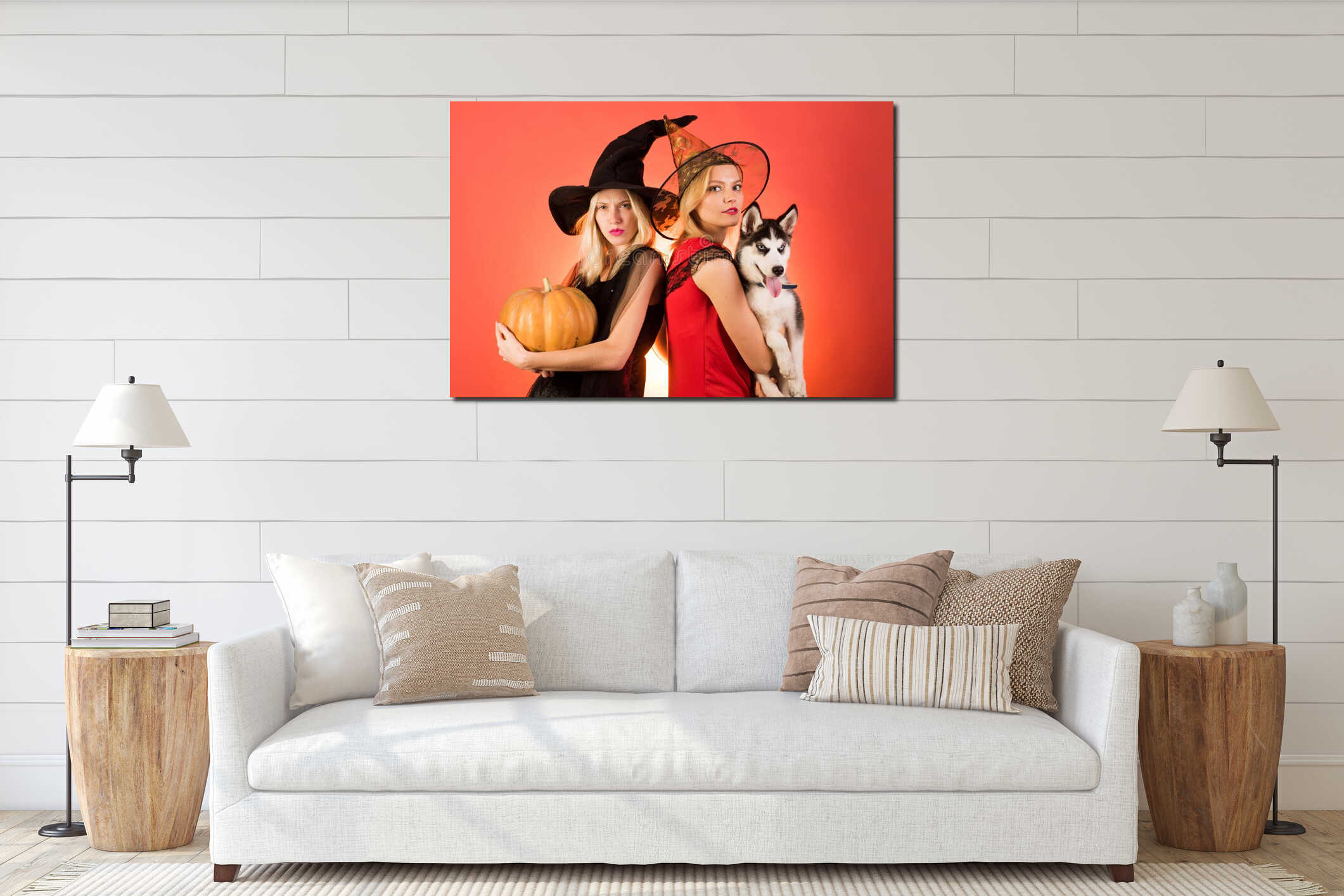 Canvas hanging interior mockup