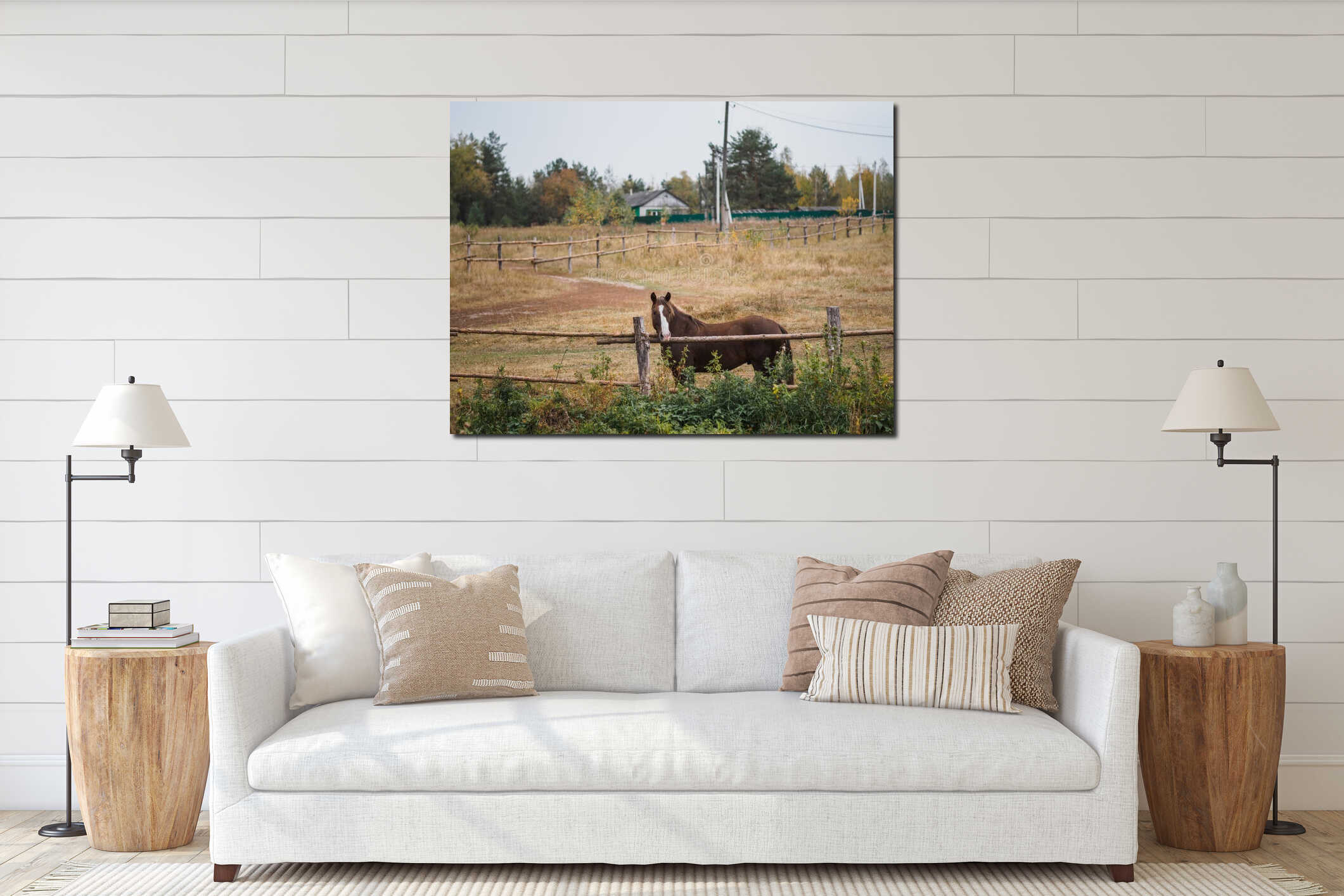 Canvas hanging interior mockup