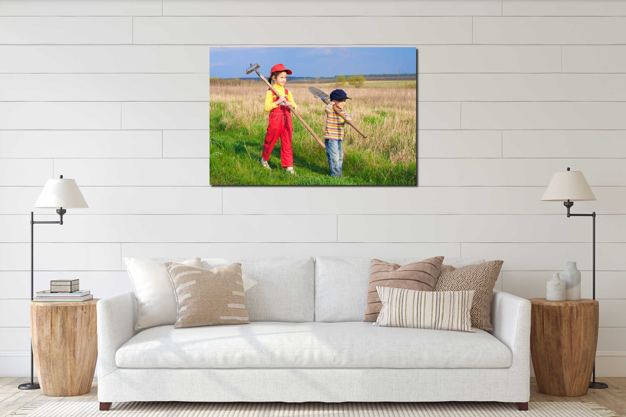 Canvas hanging interior mockup