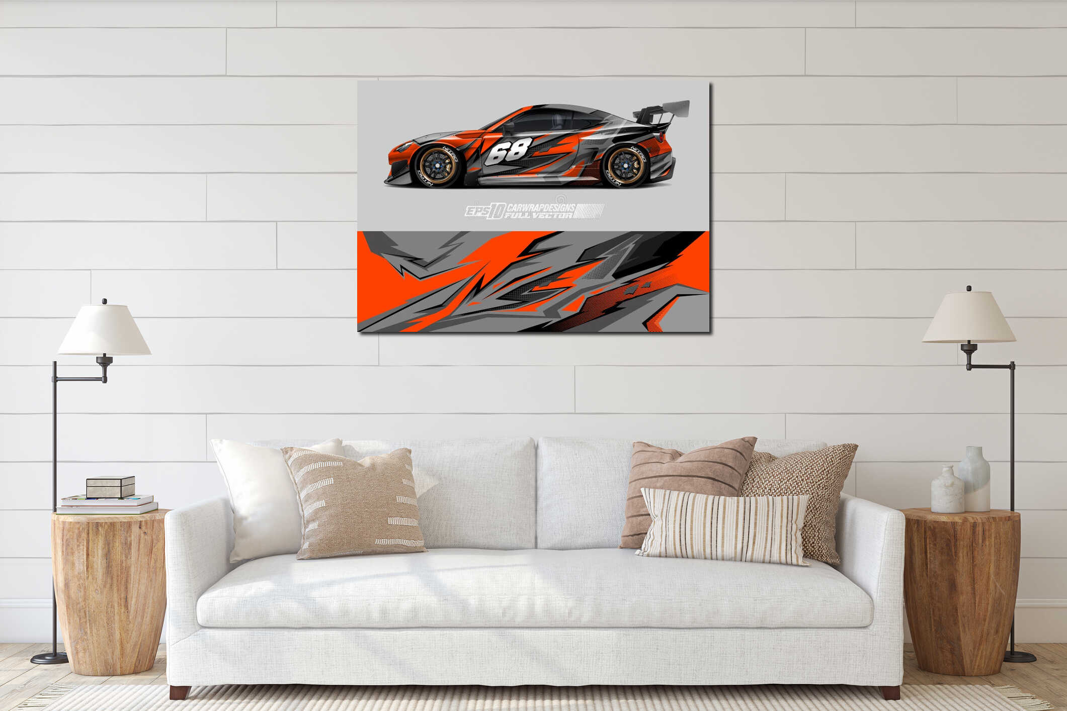 Canvas hanging interior mockup