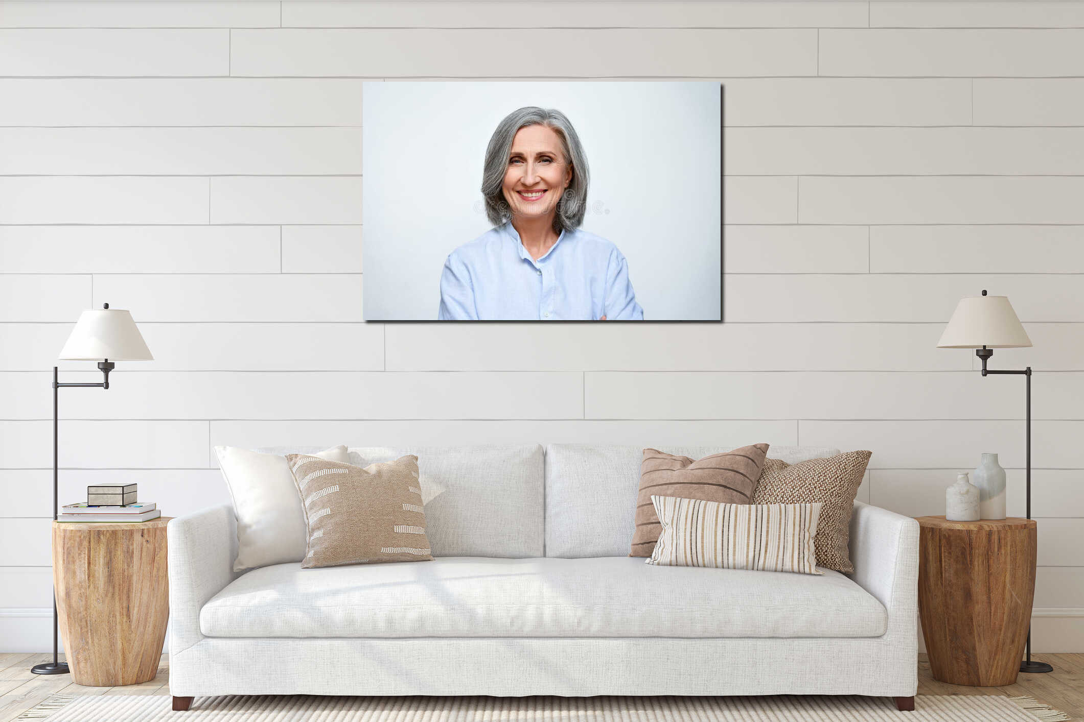 Canvas hanging interior mockup