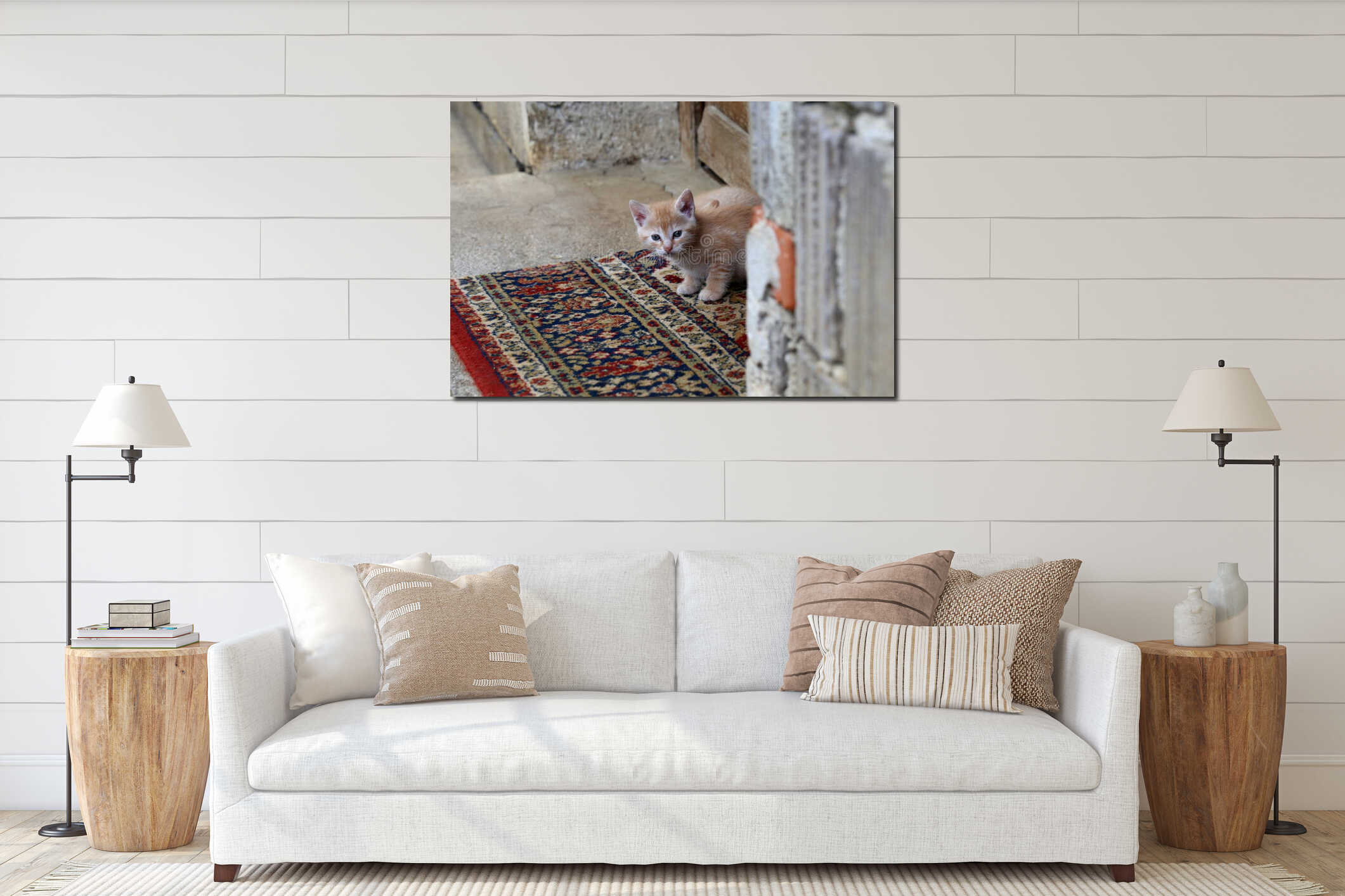 Canvas hanging interior mockup