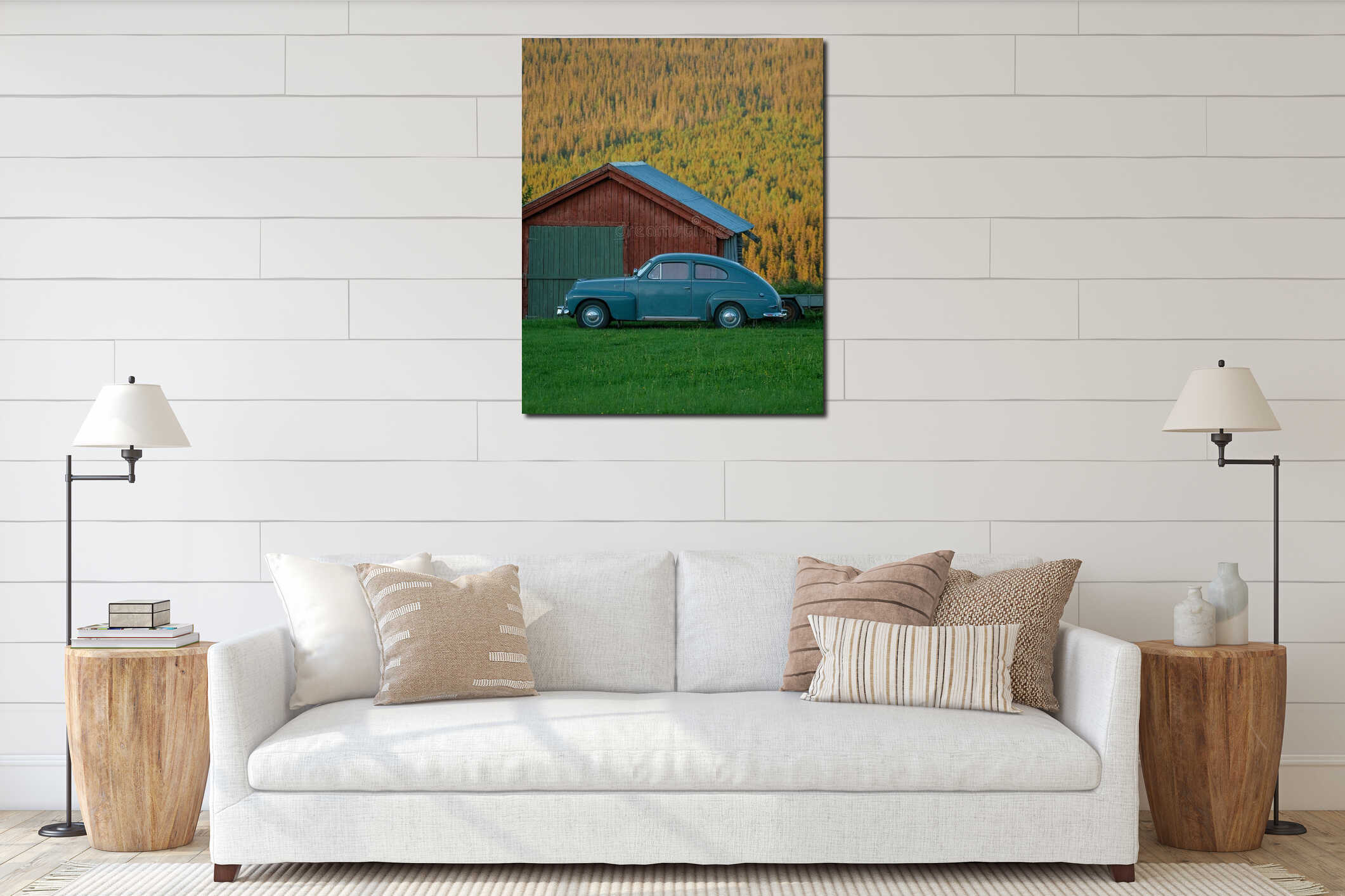 Canvas hanging interior mockup