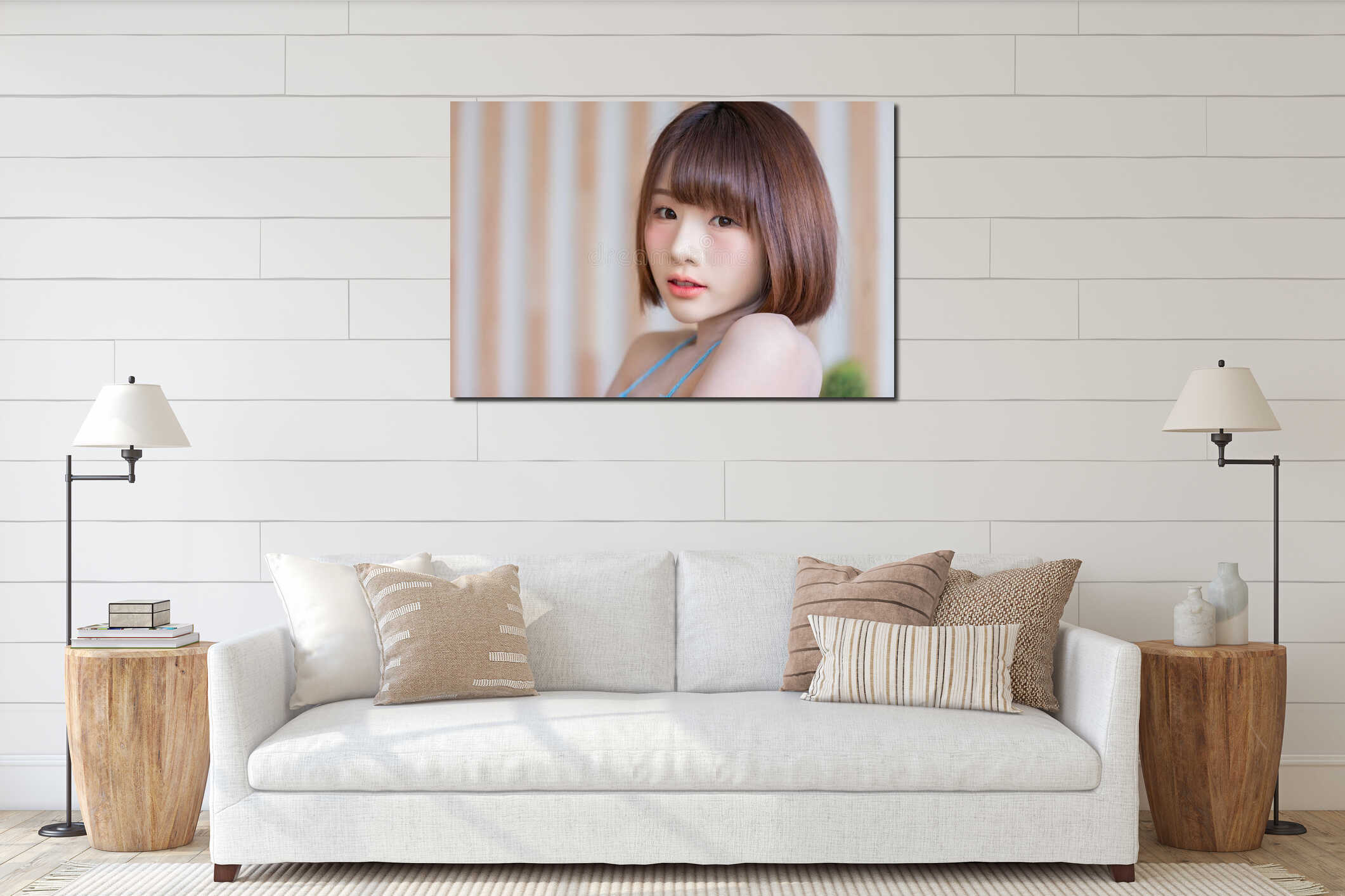 Canvas hanging interior mockup