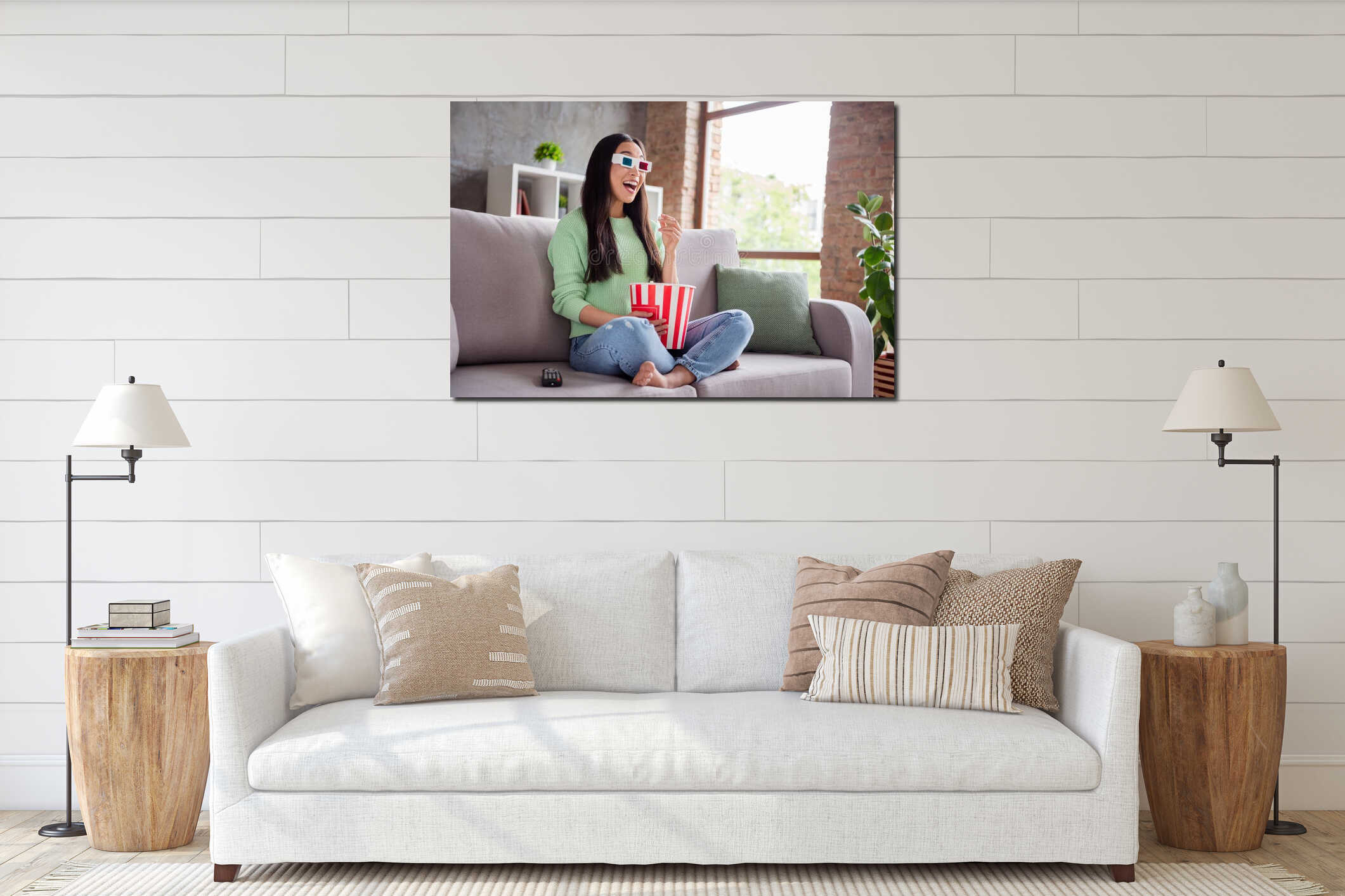 Canvas hanging interior mockup