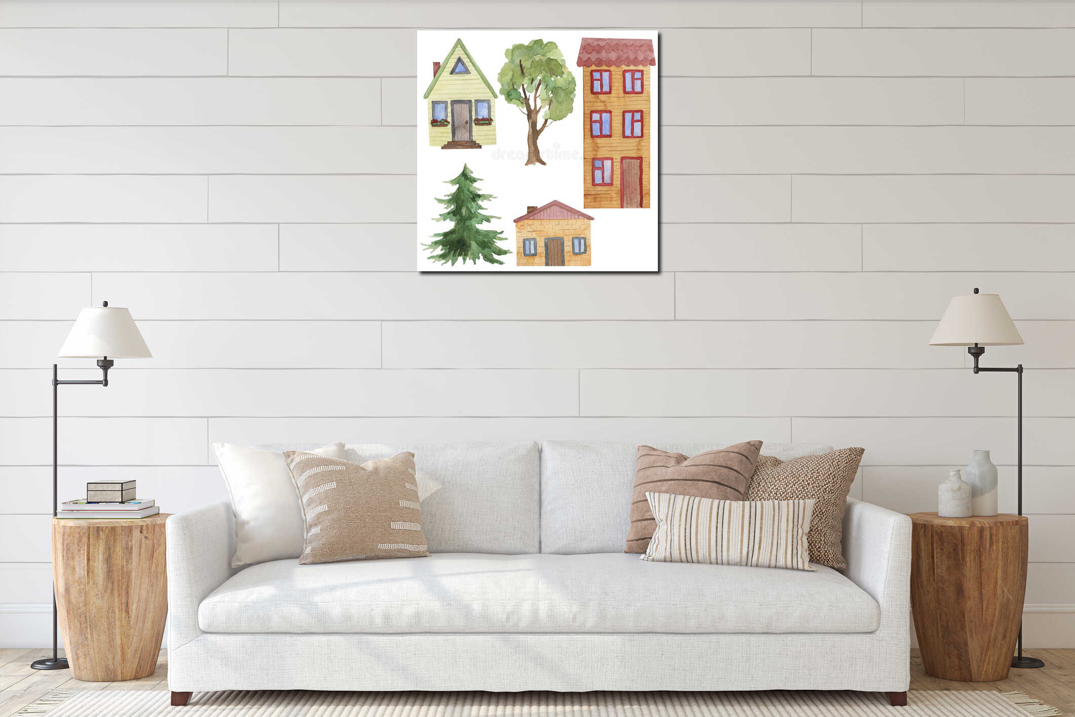 Canvas hanging interior mockup