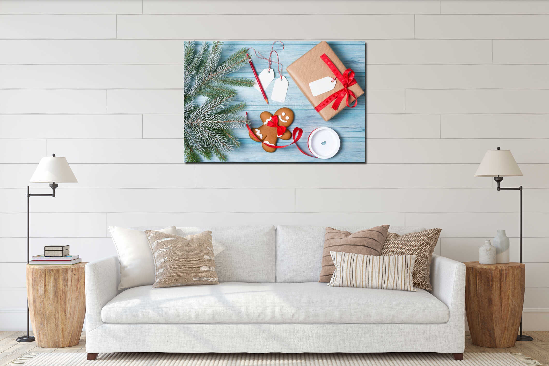 Canvas hanging interior mockup