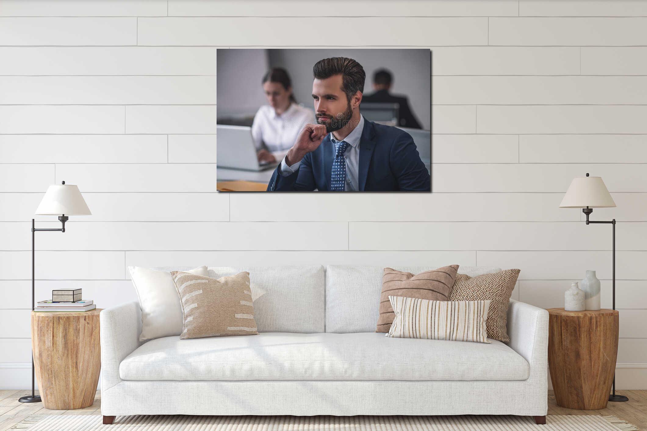 Canvas hanging interior mockup