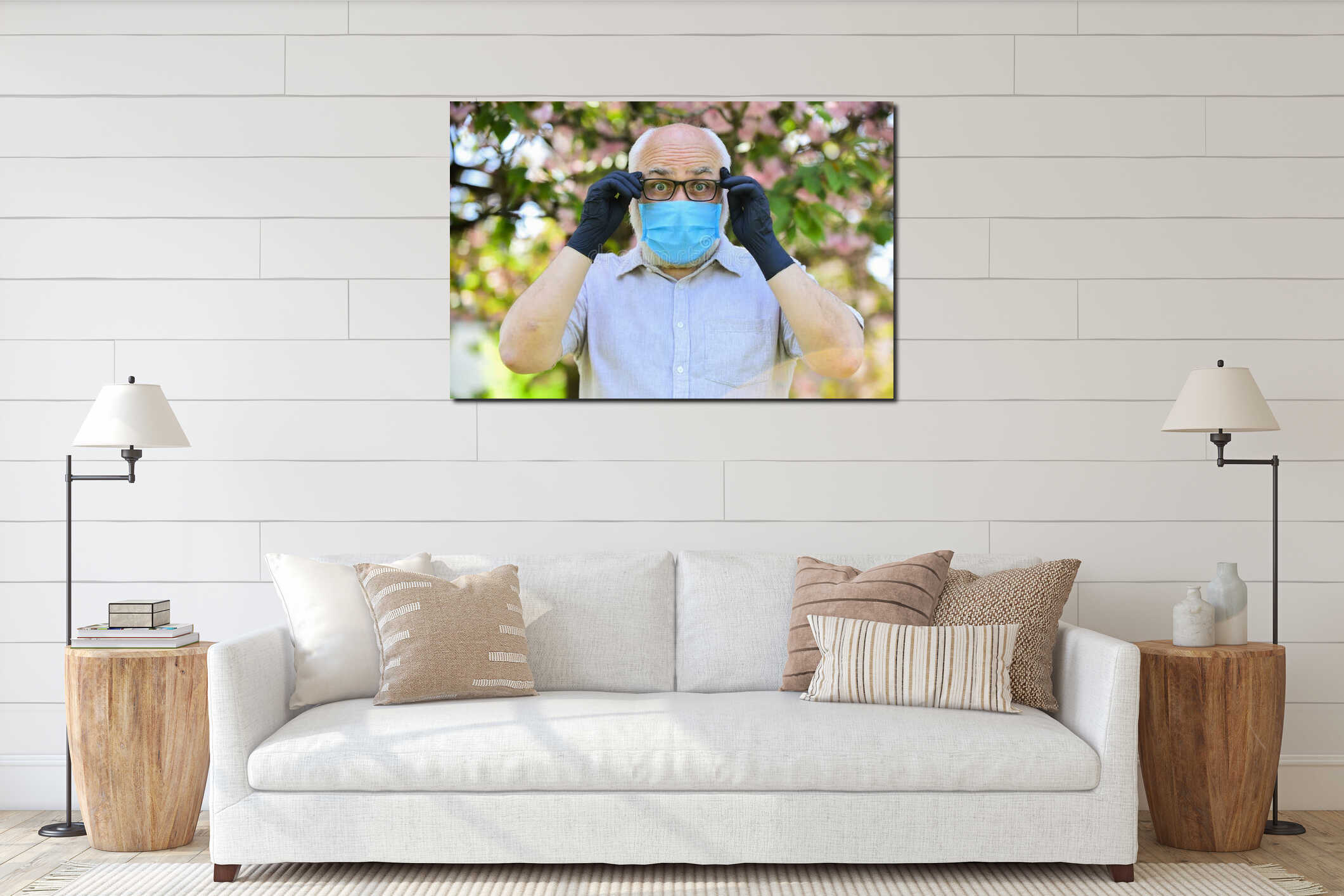 Canvas hanging interior mockup