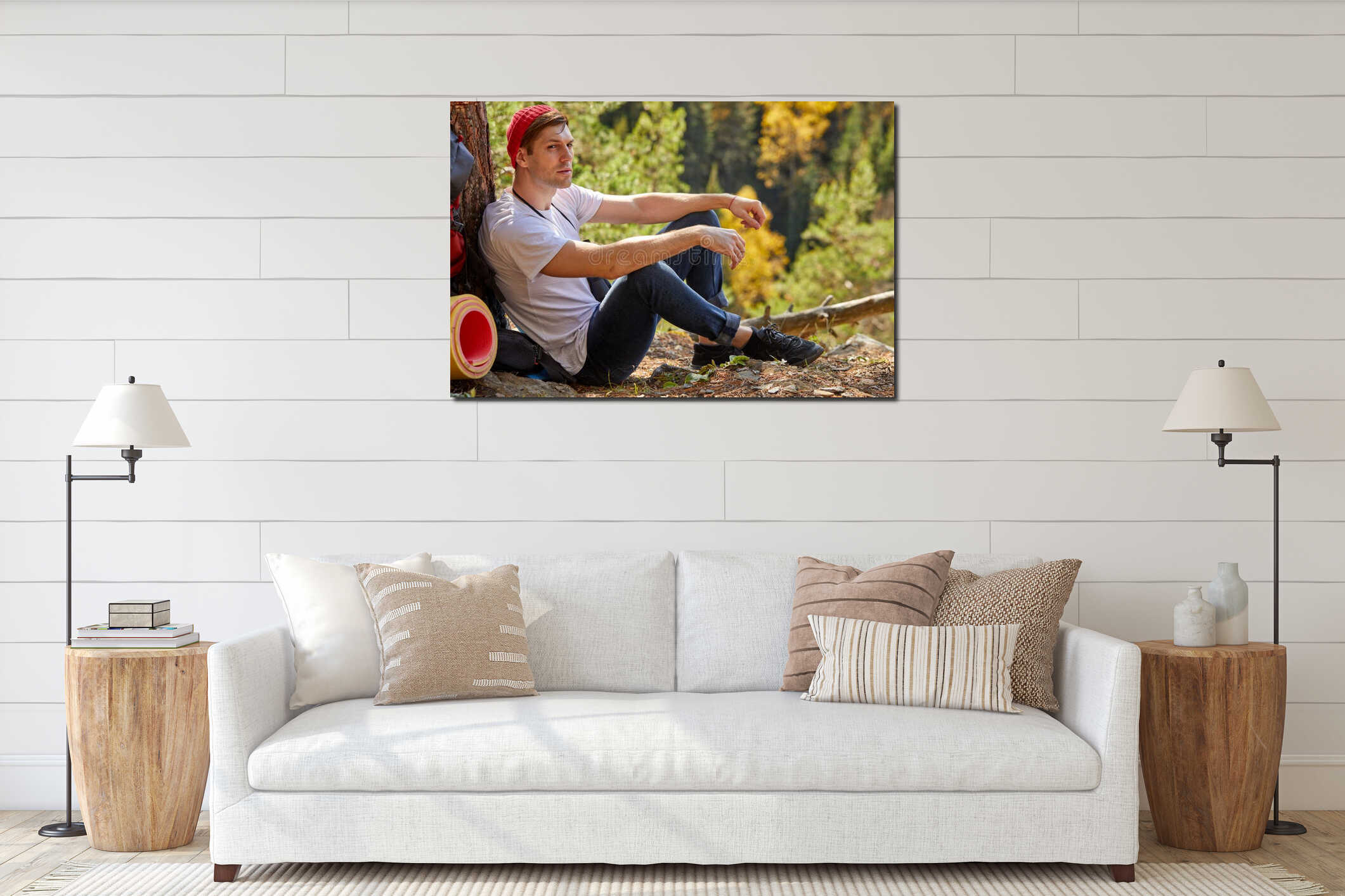 Canvas hanging interior mockup