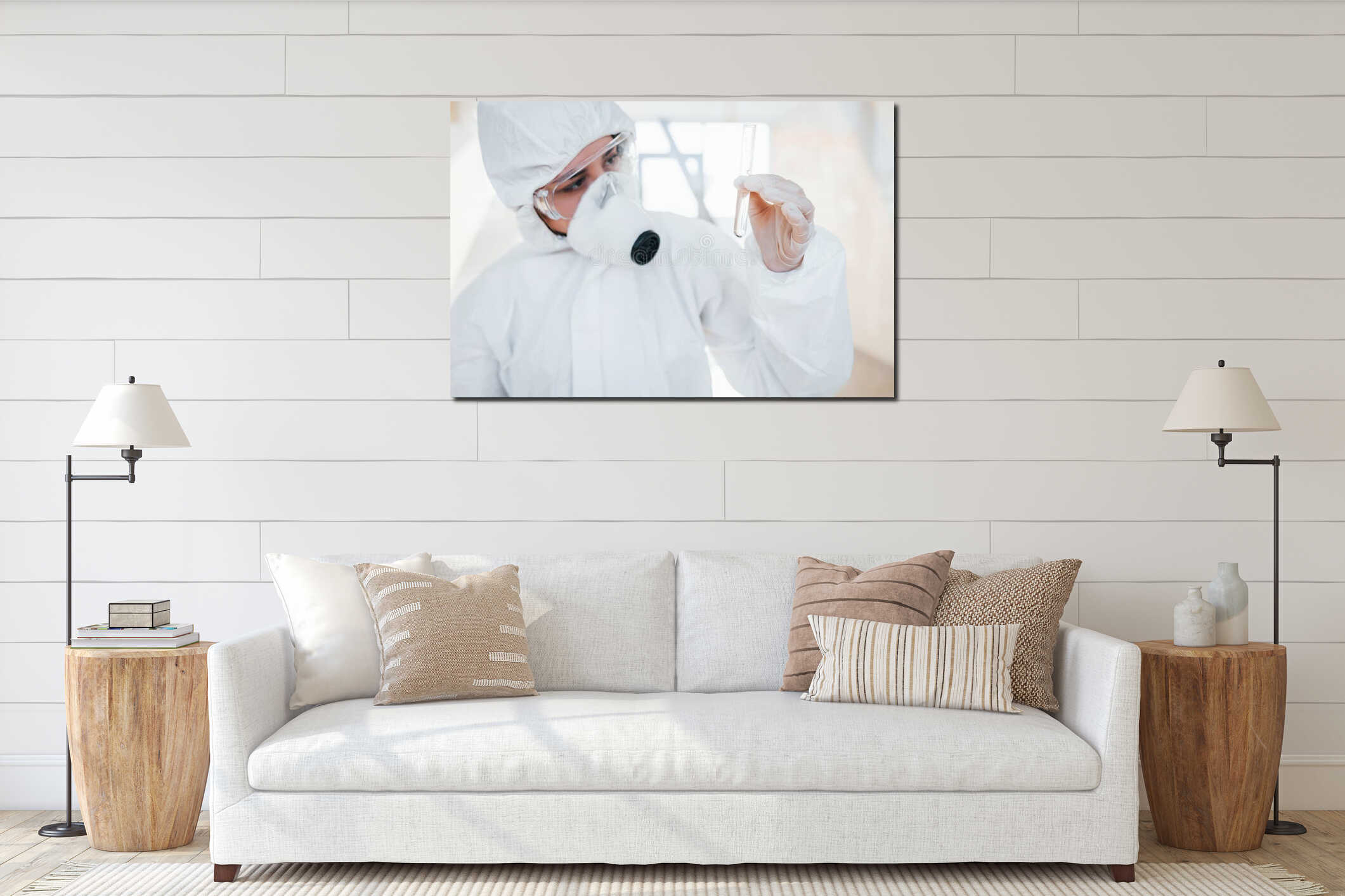 Canvas hanging interior mockup
