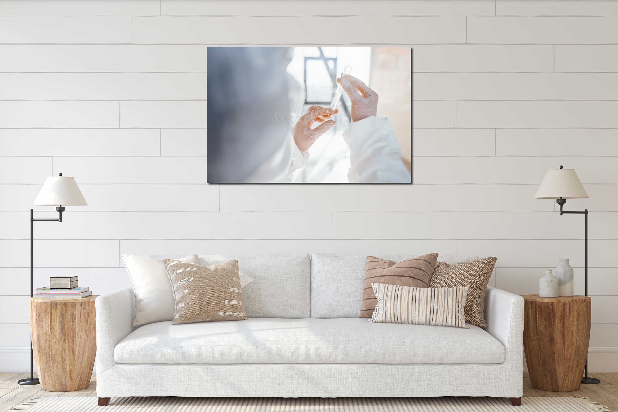 Canvas hanging interior mockup