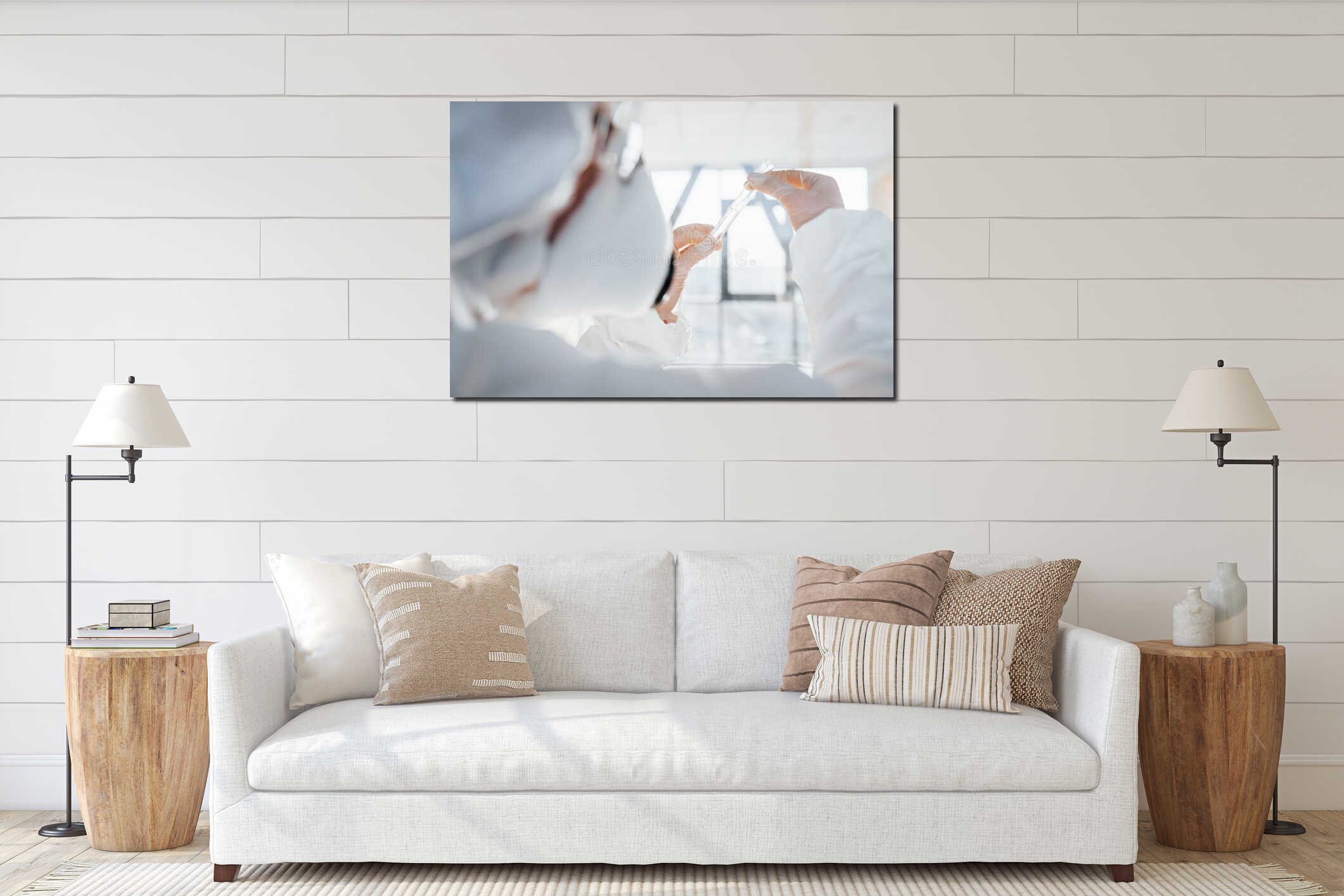Canvas hanging interior mockup