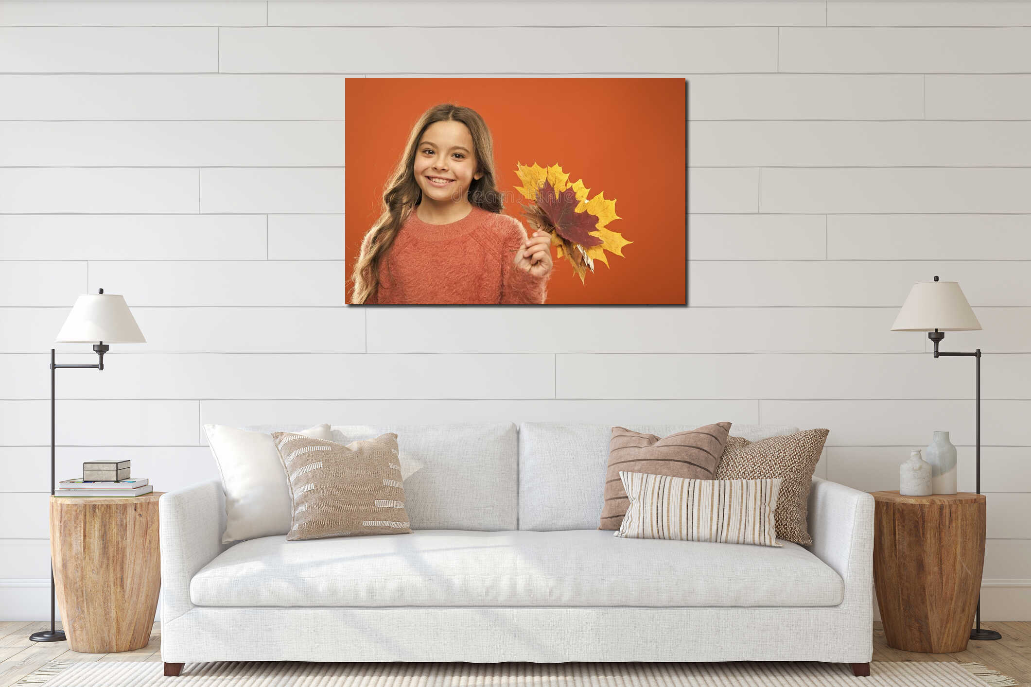 Canvas hanging interior mockup