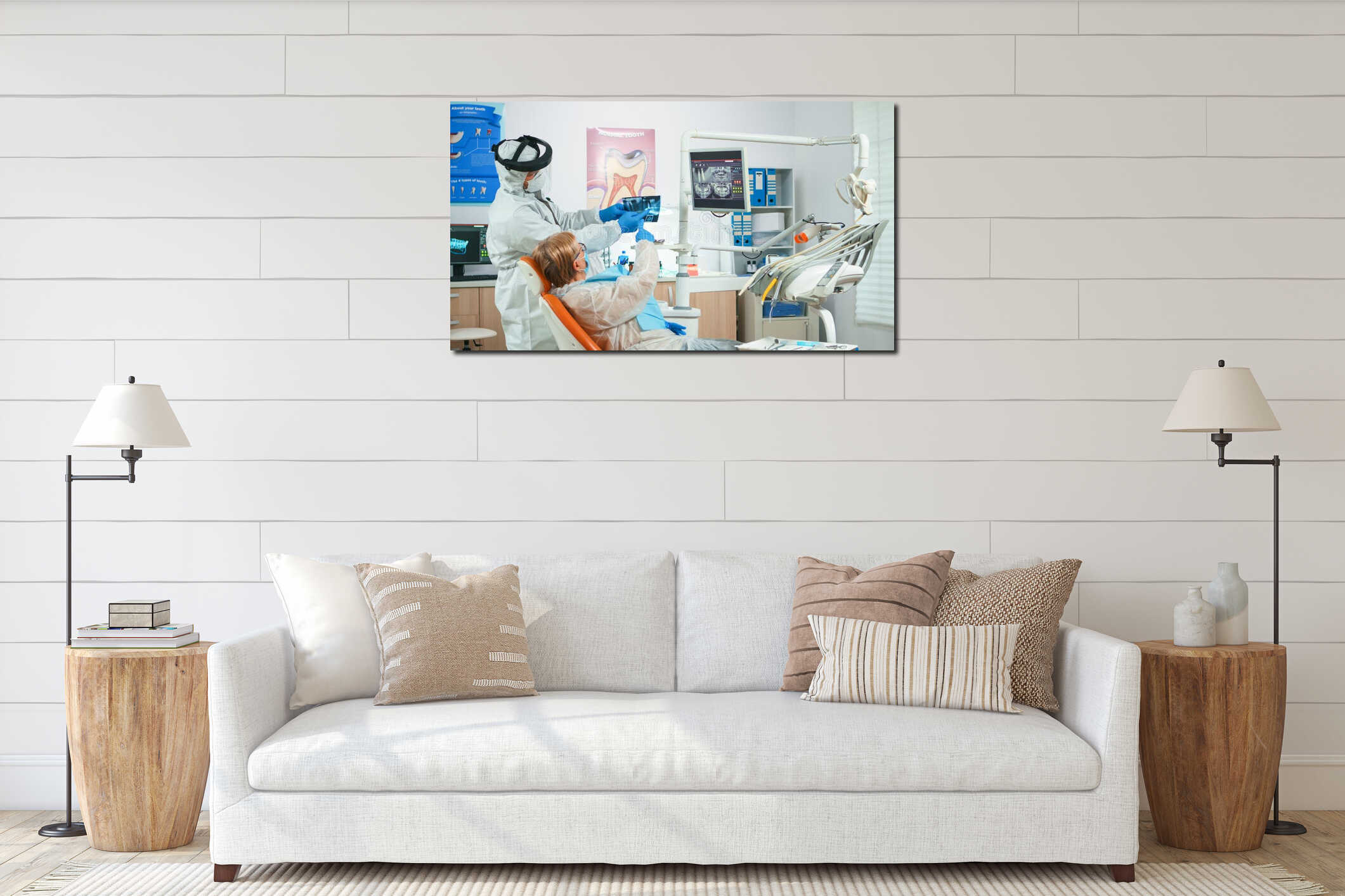 Canvas hanging interior mockup