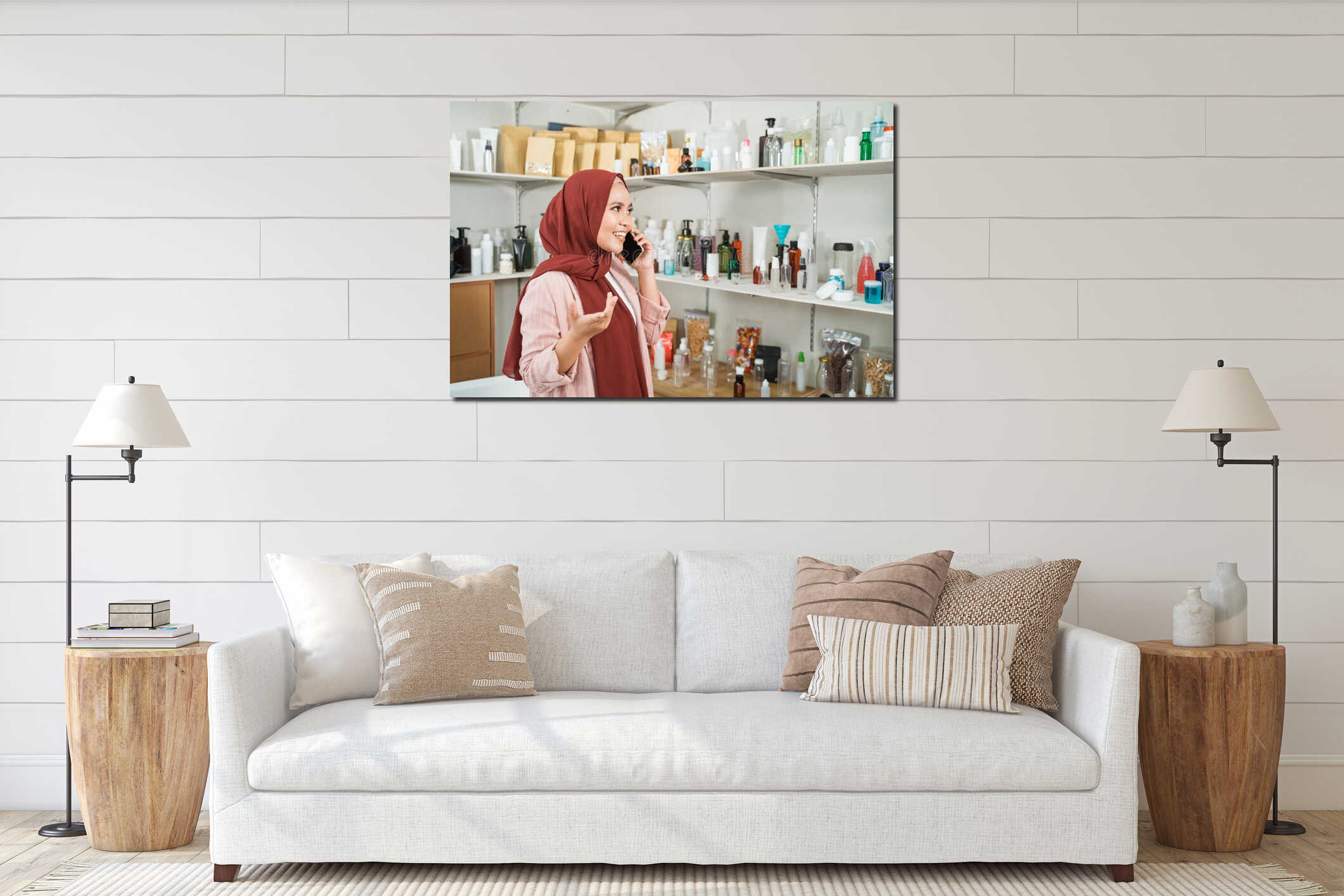 Canvas hanging interior mockup