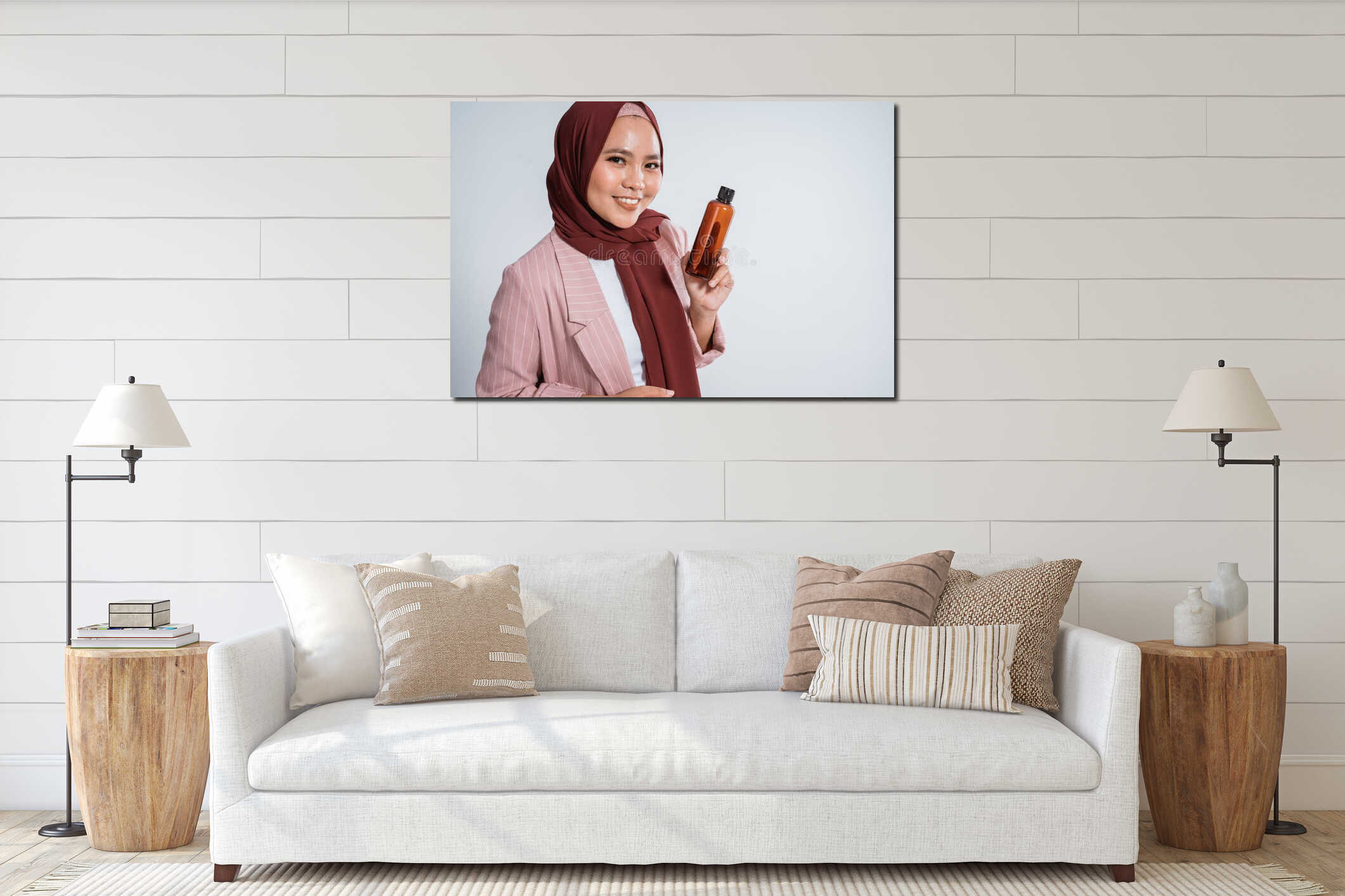 Canvas hanging interior mockup