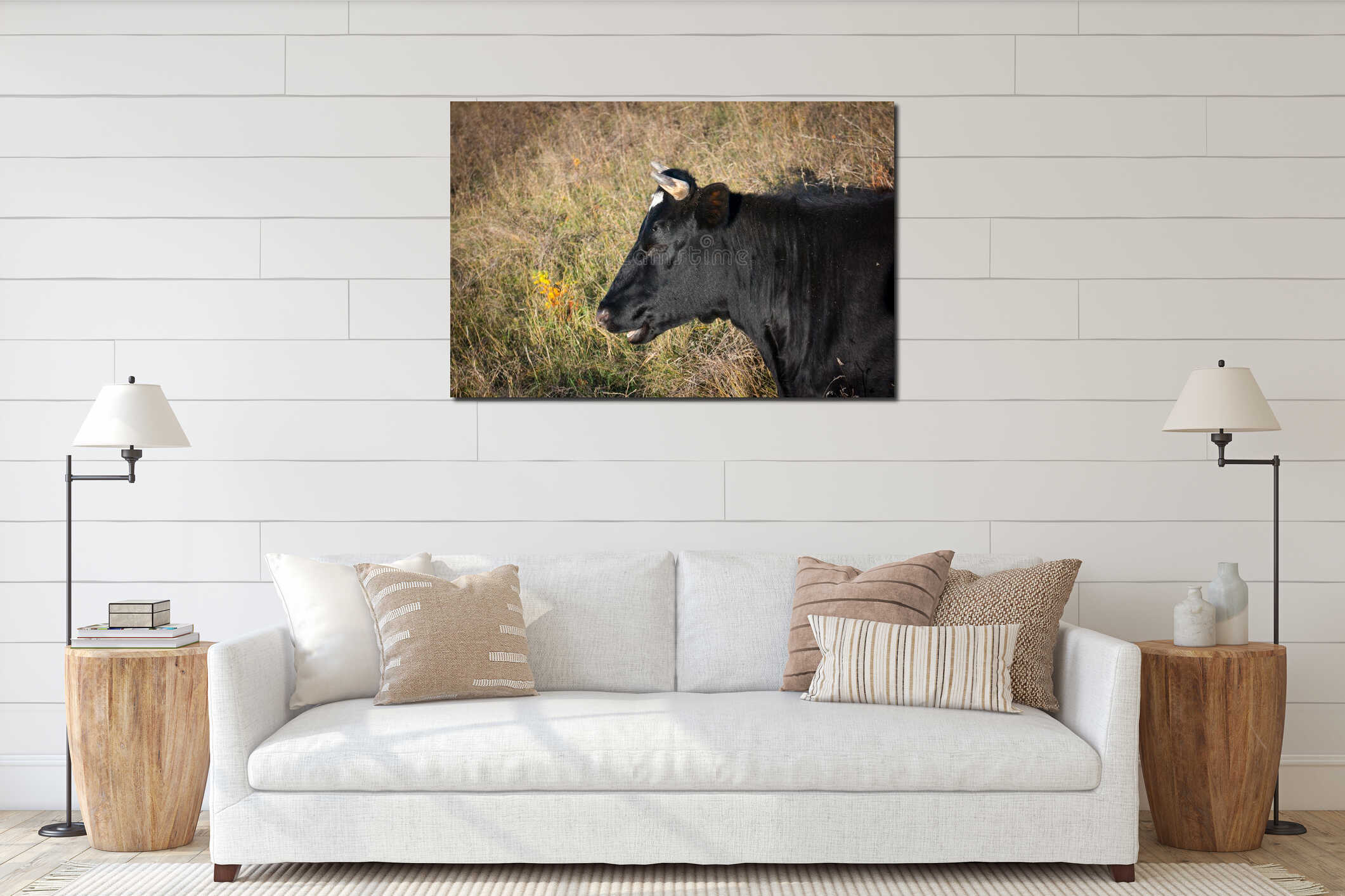 Canvas hanging interior mockup